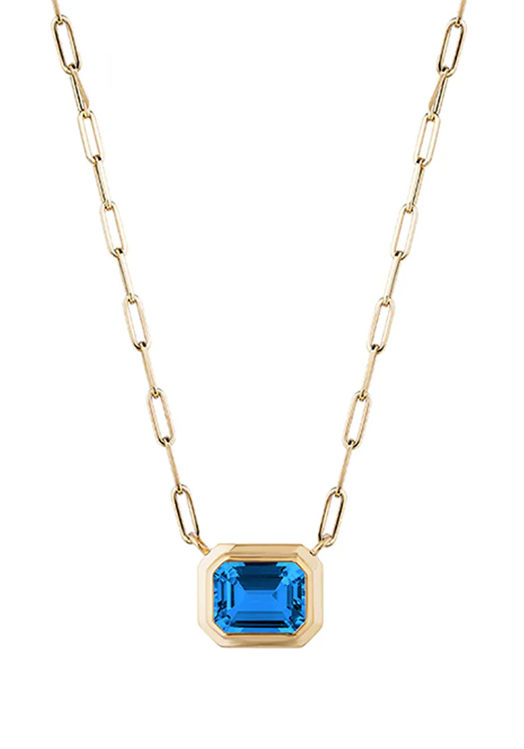 Goshwara Manhattan 18KYG East-West London Blue Topaz Pendant Necklace