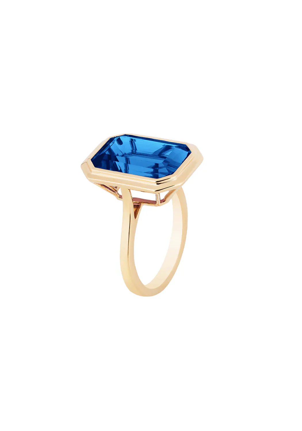 Goshwara Manhattan 18KYG Emerald Cut London Blue Topaz Ring