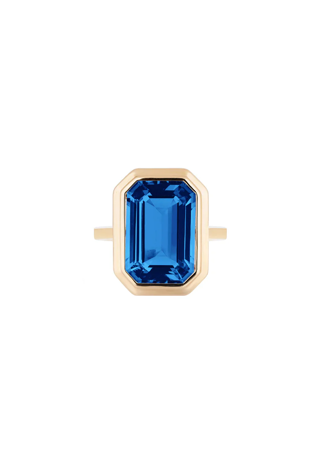 Goshwara Manhattan 18KYG Emerald Cut London Blue Topaz Ring - Image 3