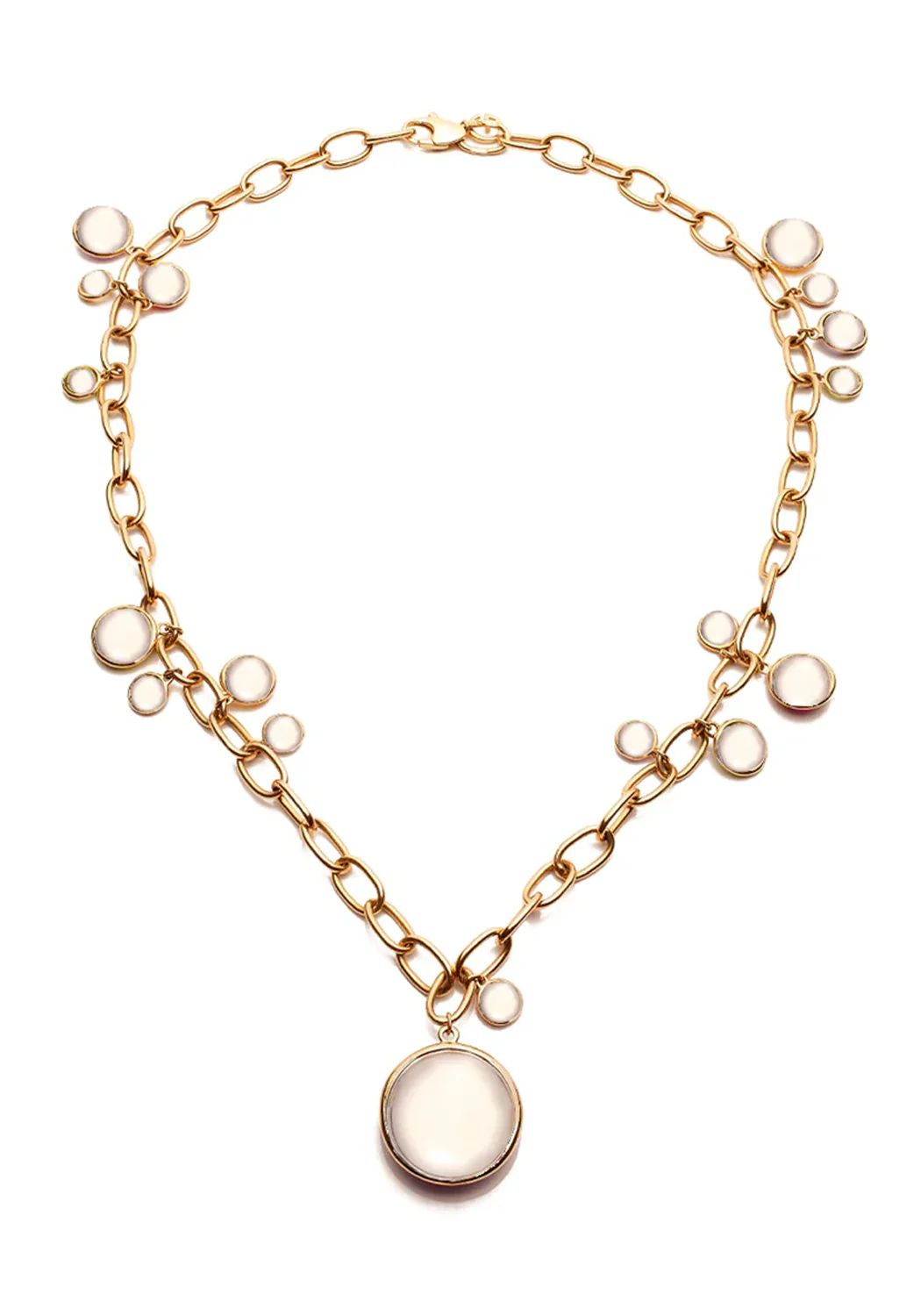 Goshwara Rock & Roll 18KYG Asymmetric Moon Quartz Charm Necklace