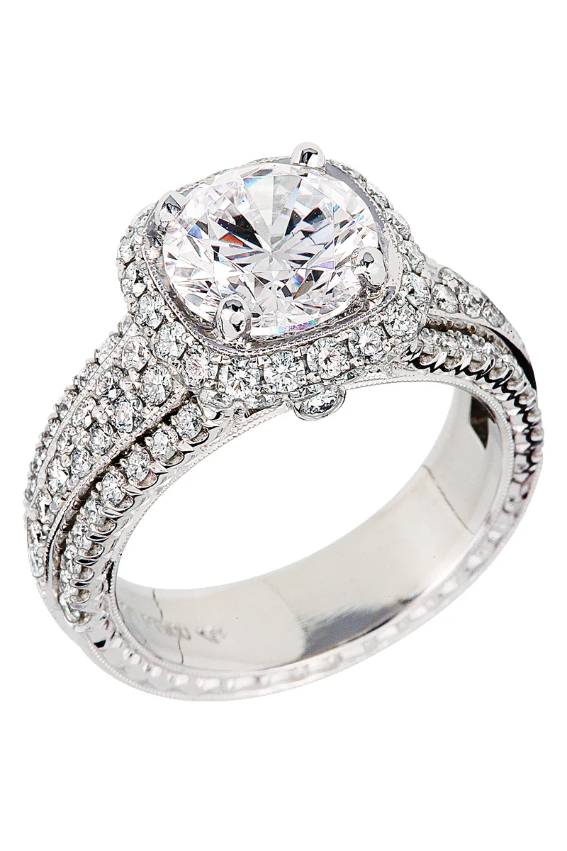 2.51ctw E VS2 round brilliant natural diamond in JKelege Platinum 1.58ctw diamond ring - Image 2