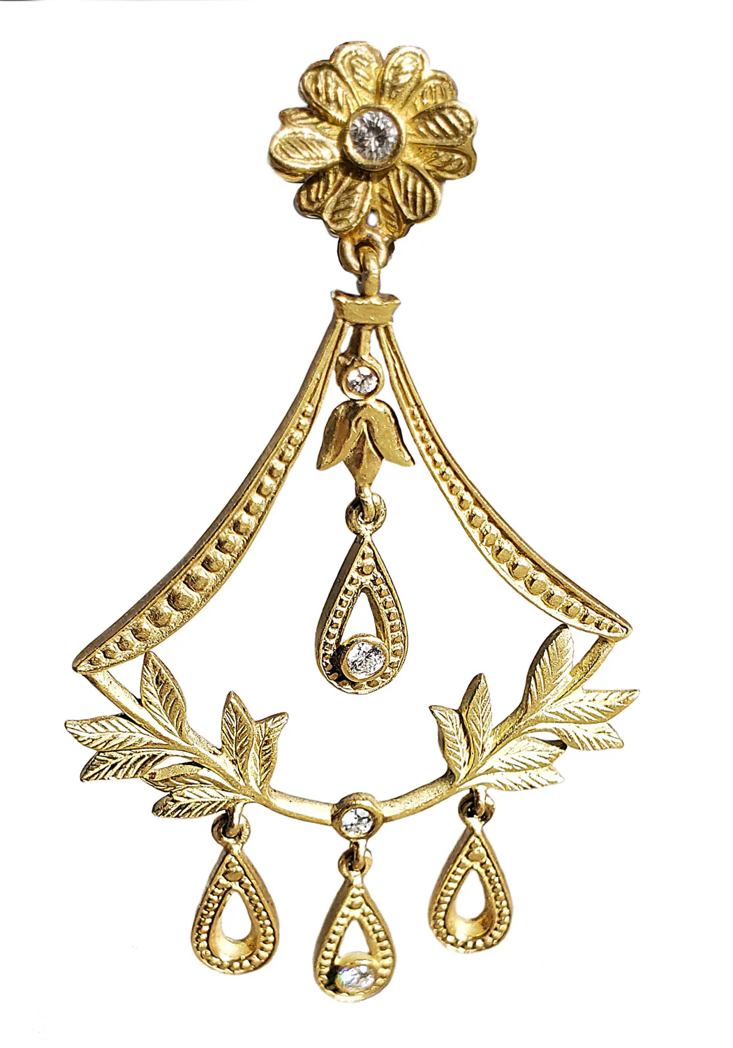Jamie Wolf 18KYG Floral Diamond Chandelier Earrings - Image 3