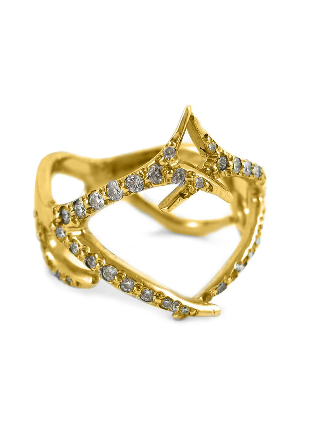 K. Brunini 18K Yellow Gold Diamond Double Antler Ring - Image 3