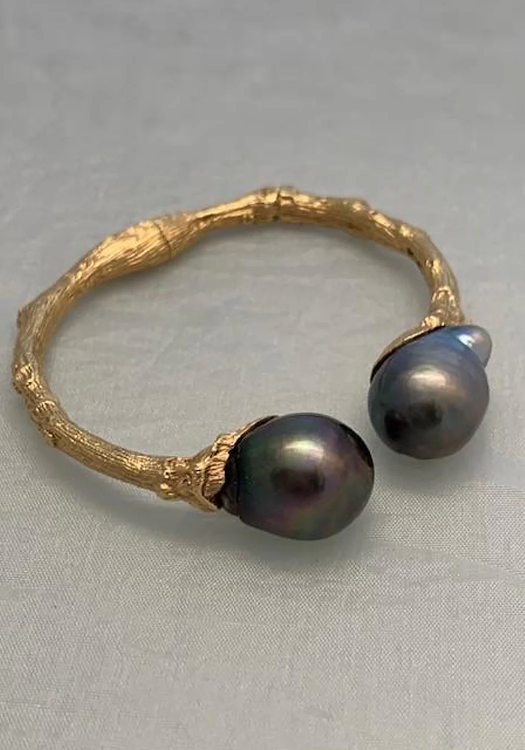 K. Brunini 18KRG Torque Twig Tahitian Pearl Cuff Bracelet - Image 5
