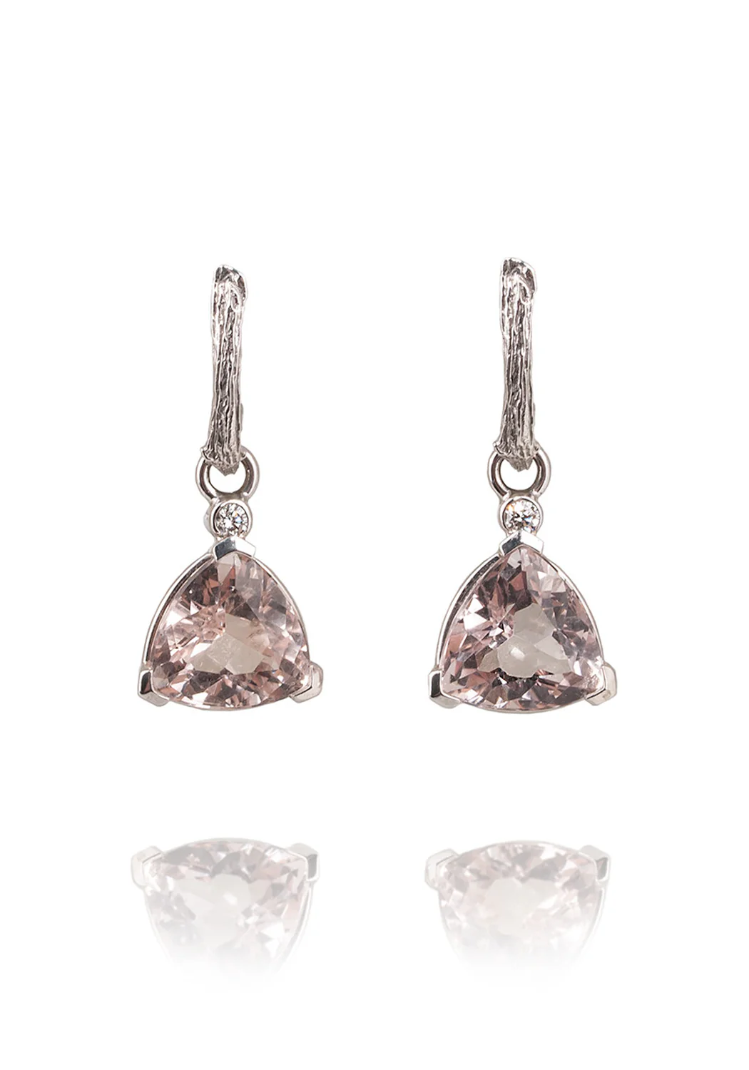 K. Brunini 18KWG Diamond & Blush Morganite Drop Earrings - Image 2