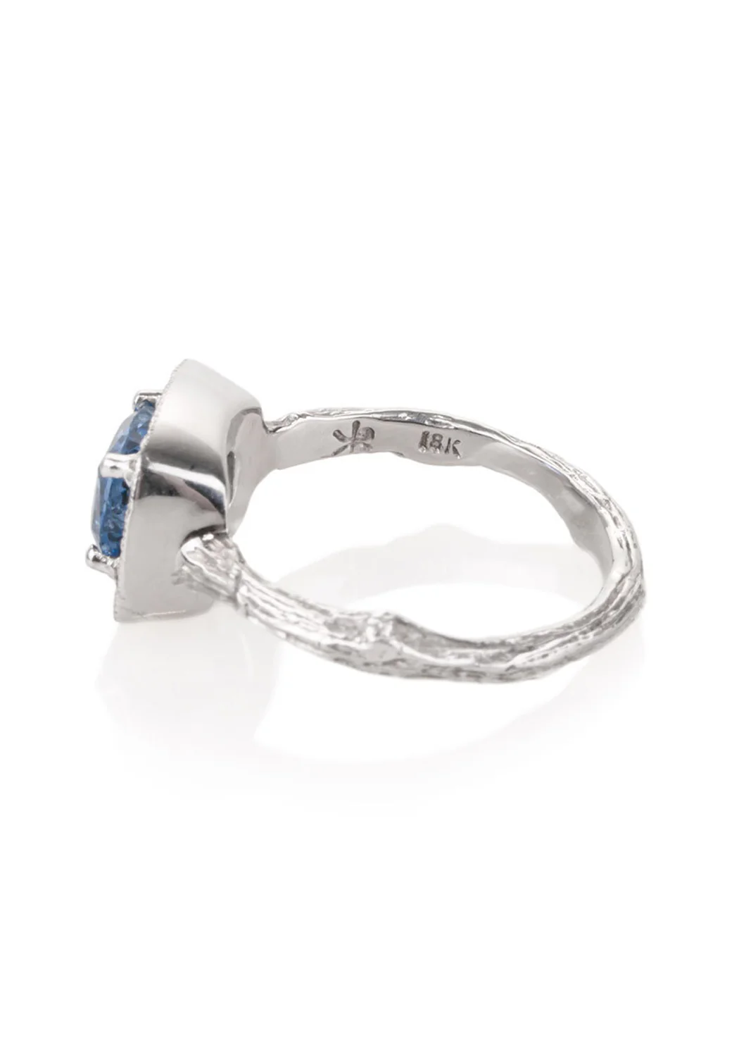 K. Brunini 18KWG Diamond Halo Sapphire Twig Ring - Image 4