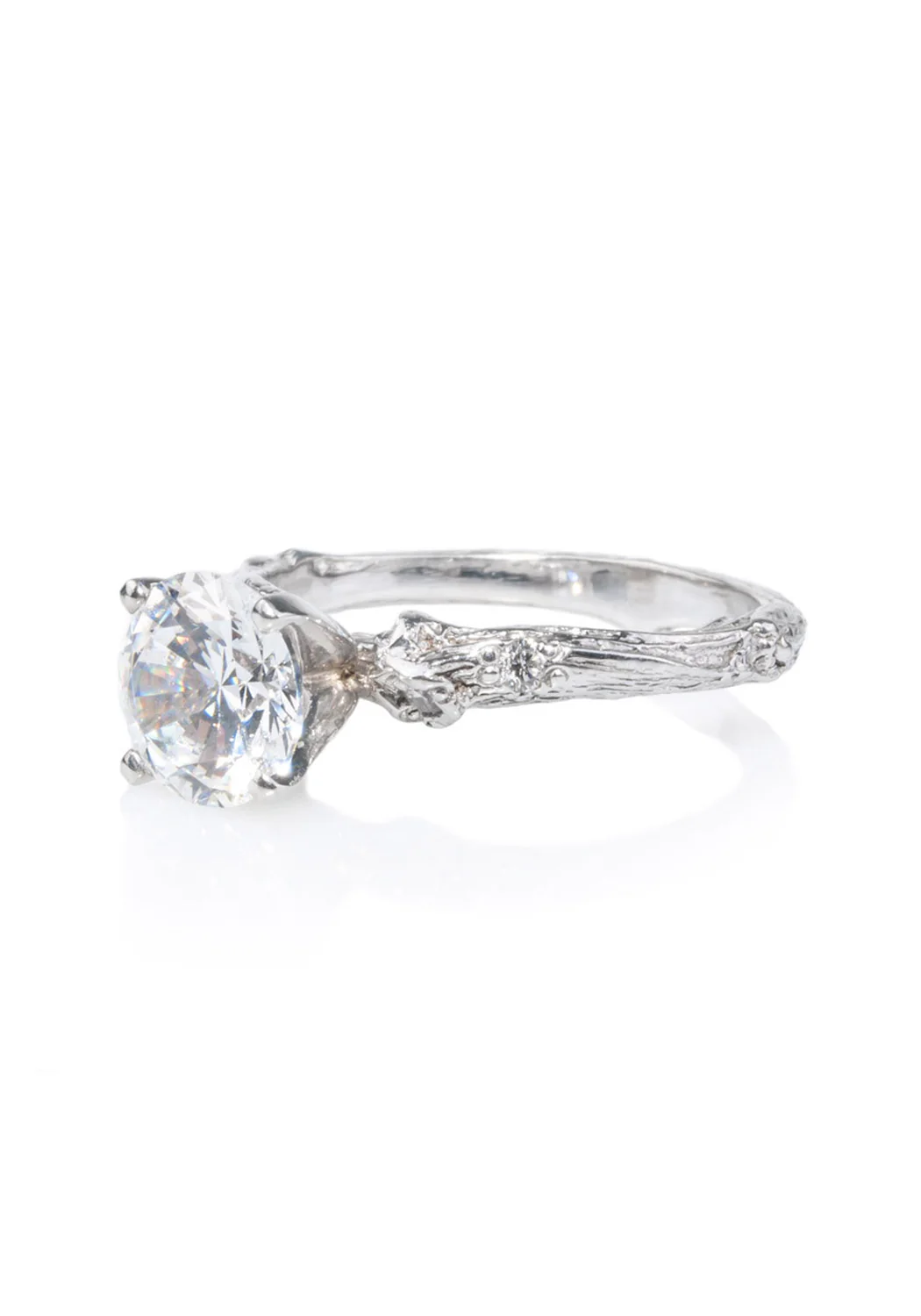 K. Brunini 18KWG Small Semi-Mount Round Diamond Twig Ring - Image 2