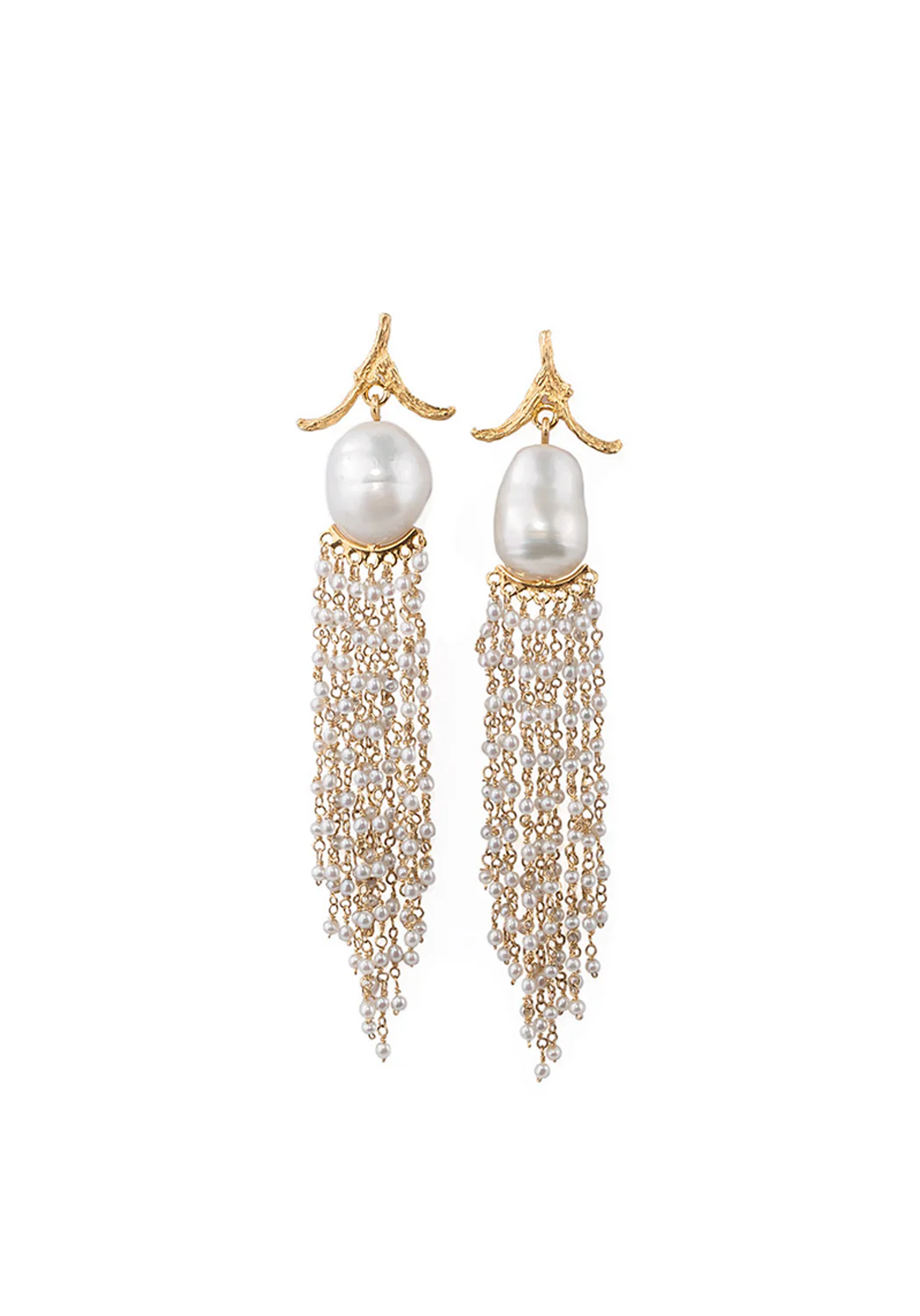 K. Brunini 18KYG South Sea Baroque & Seed Pearl Dangle Earrings - Image 3