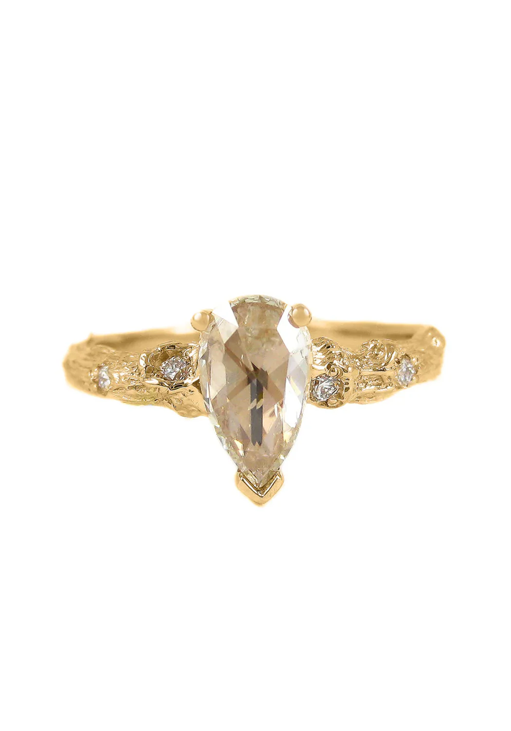 K. Brunini Sage 18KRG Rose Cut Pear Brown Diamond Twig Ring - Image 3