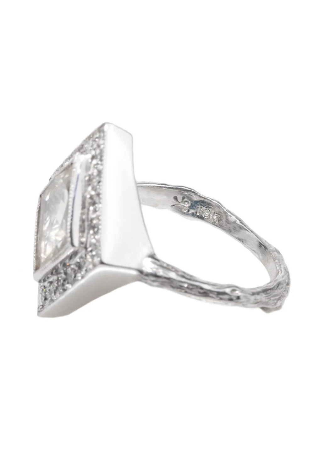 K. Brunini Sage 18KWG Rose Cut Kite Diamond Twig Ring - Image 3