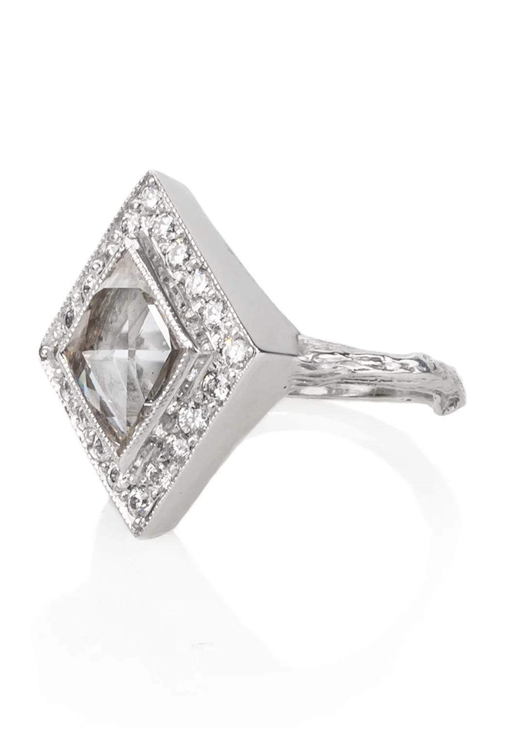 K. Brunini Sage 18KWG Rose Cut Kite Diamond Twig Ring - Image 4