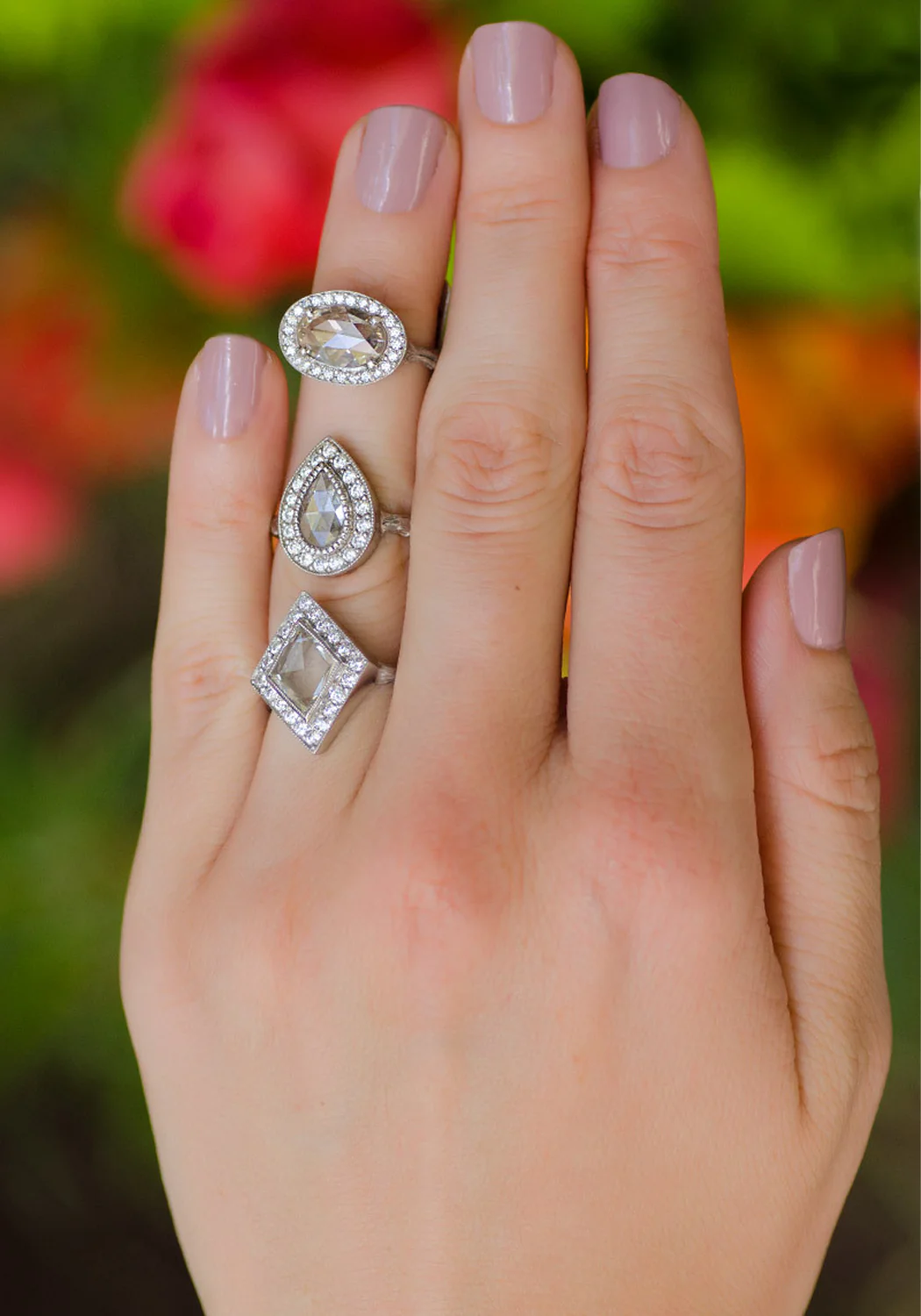 K. Brunini Sage 18KWG Rose Cut Kite Diamond Twig Ring - Image 5