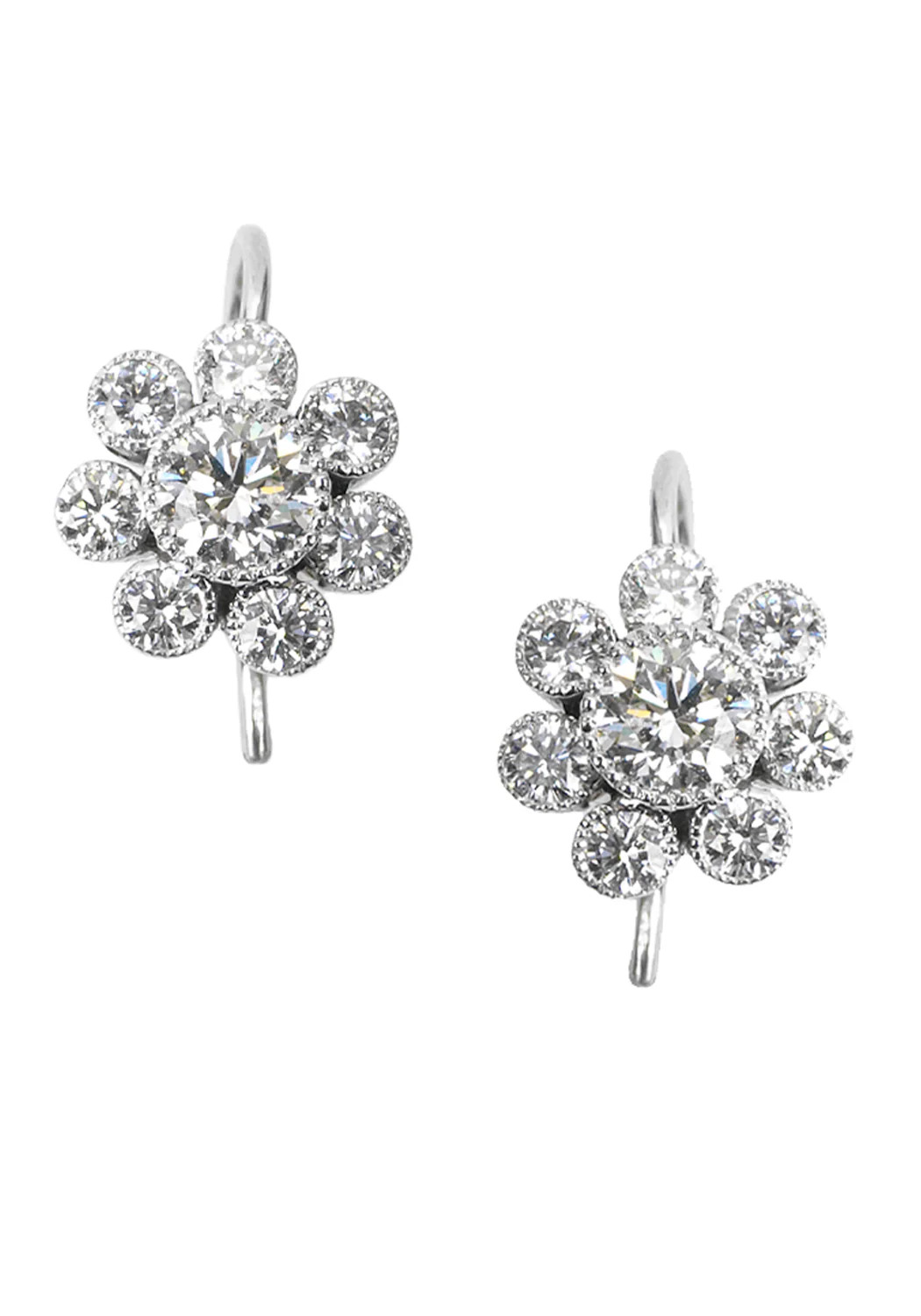 Katharine James 18KWG Flower Cluster Diamond Drop Earrings - Image 2