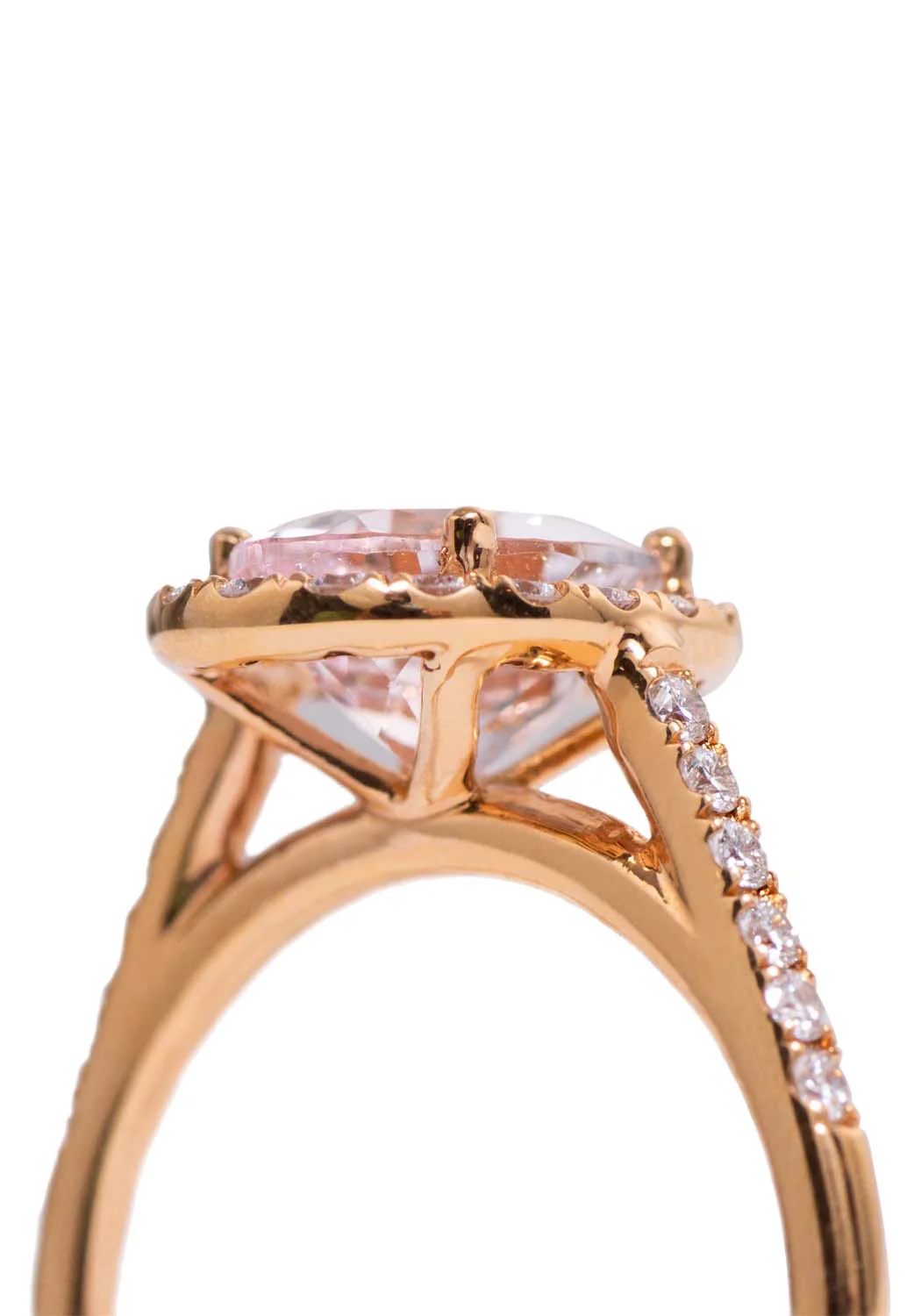 Kimberly Collins 18K Rose Gold Diamond & Oval Morganite Ring - Image 5