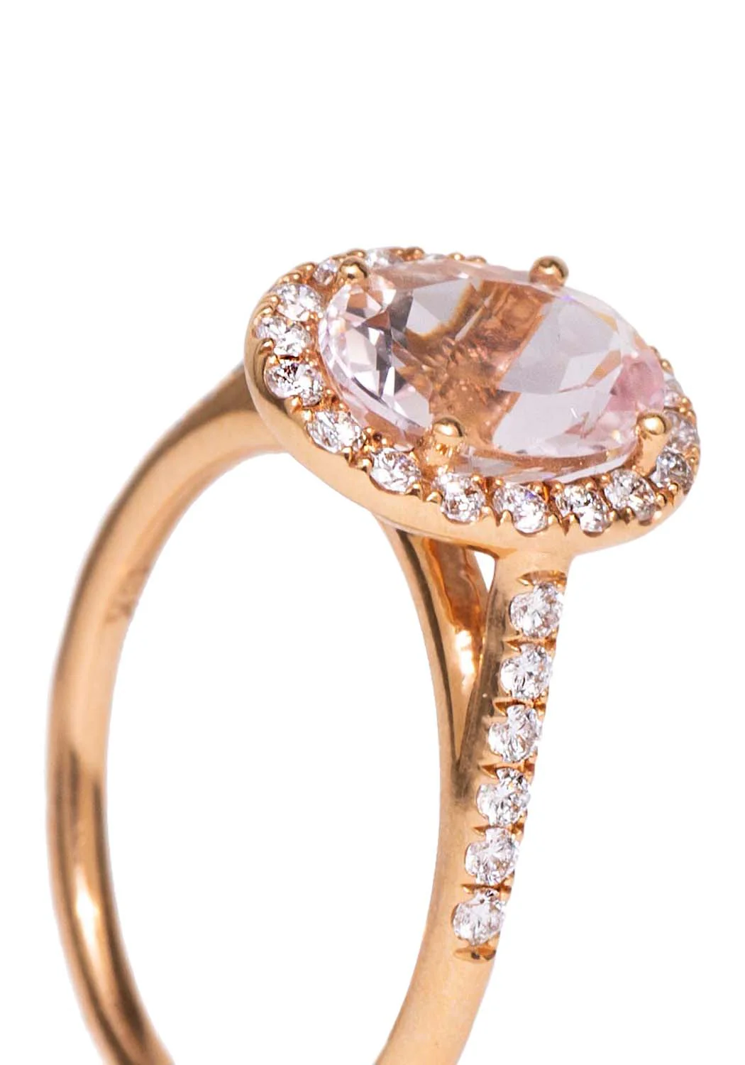 Kimberly Collins 18K Rose Gold Diamond & Oval Morganite Ring - Image 6