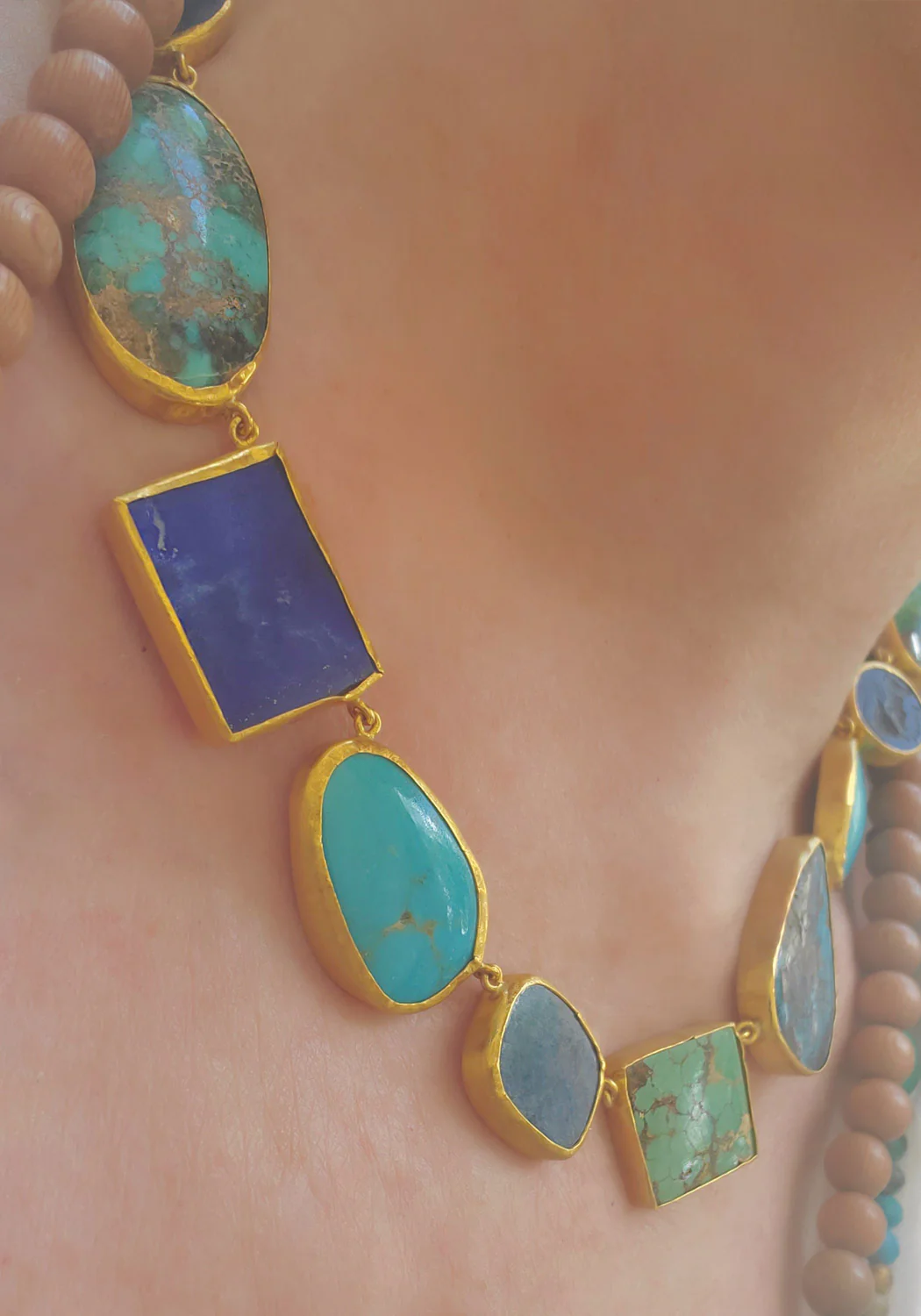 Lika Behar 24KYG Ocean Lapis and Turquoise Necklace - Image 3