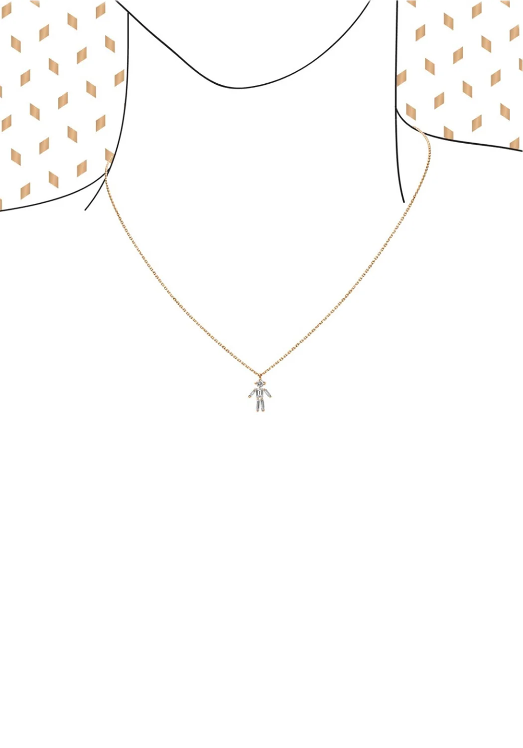 Little Ones 18K Yellow Gold Diamond Boy Paperclip Chain Necklace - Image 3