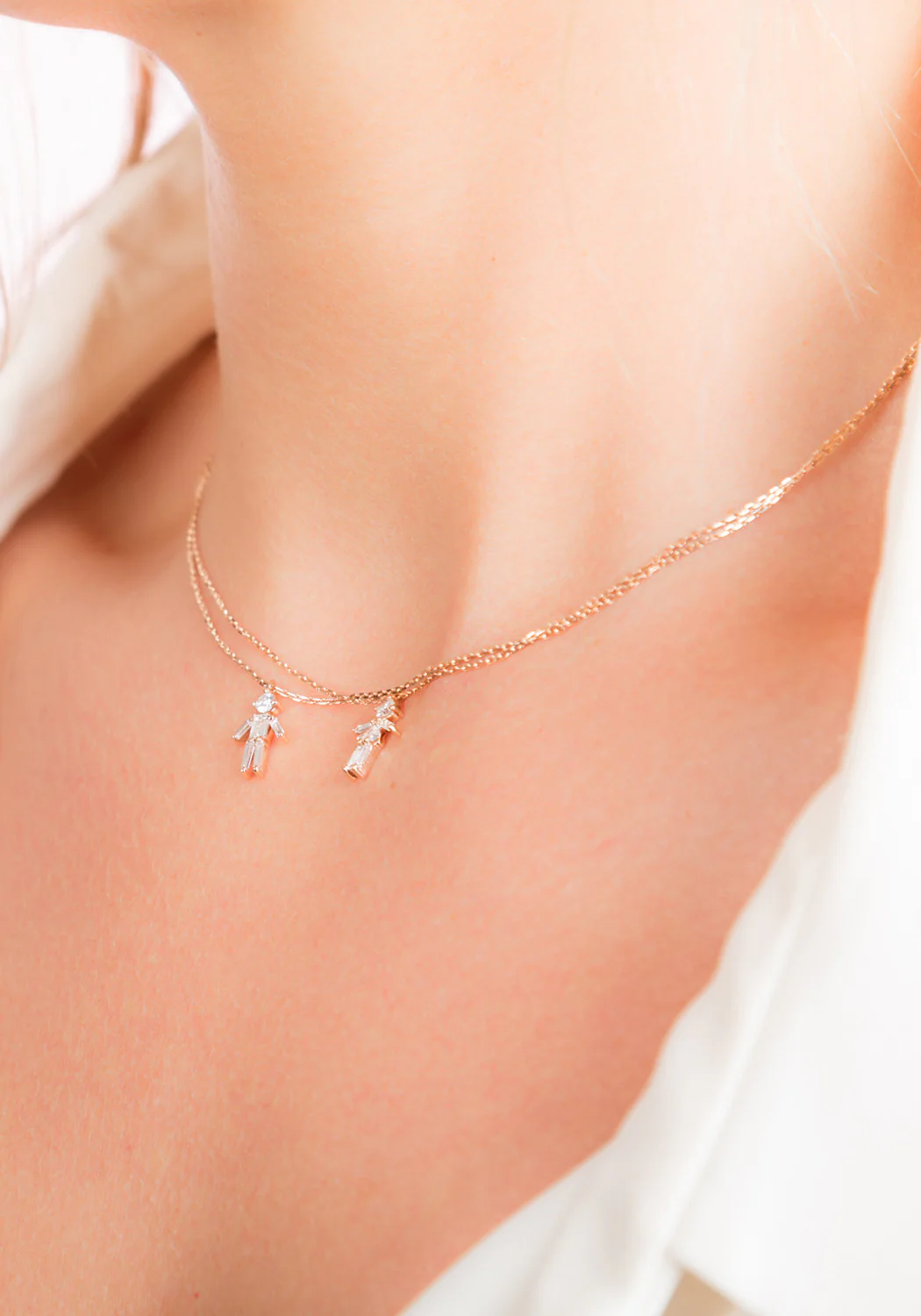 Little Ones 18K Yellow Gold Diamond Girl Pendant Necklace - Image 4