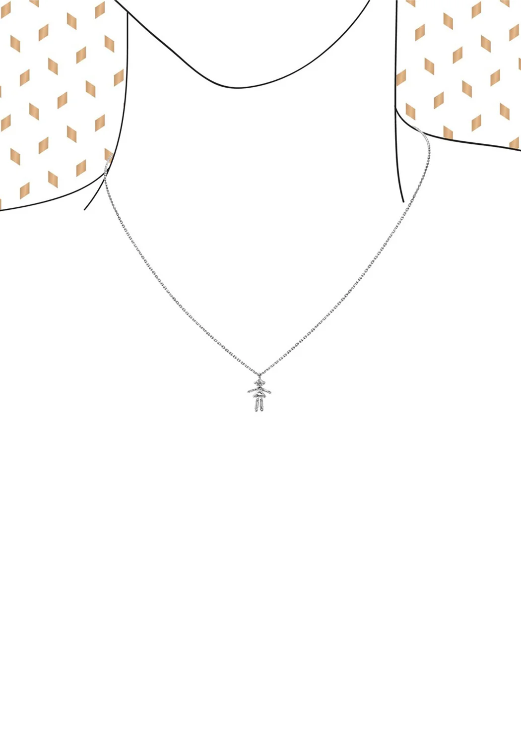 Little Ones 18K Yellow Gold Diamond Girl Pendant Necklace - Image 5