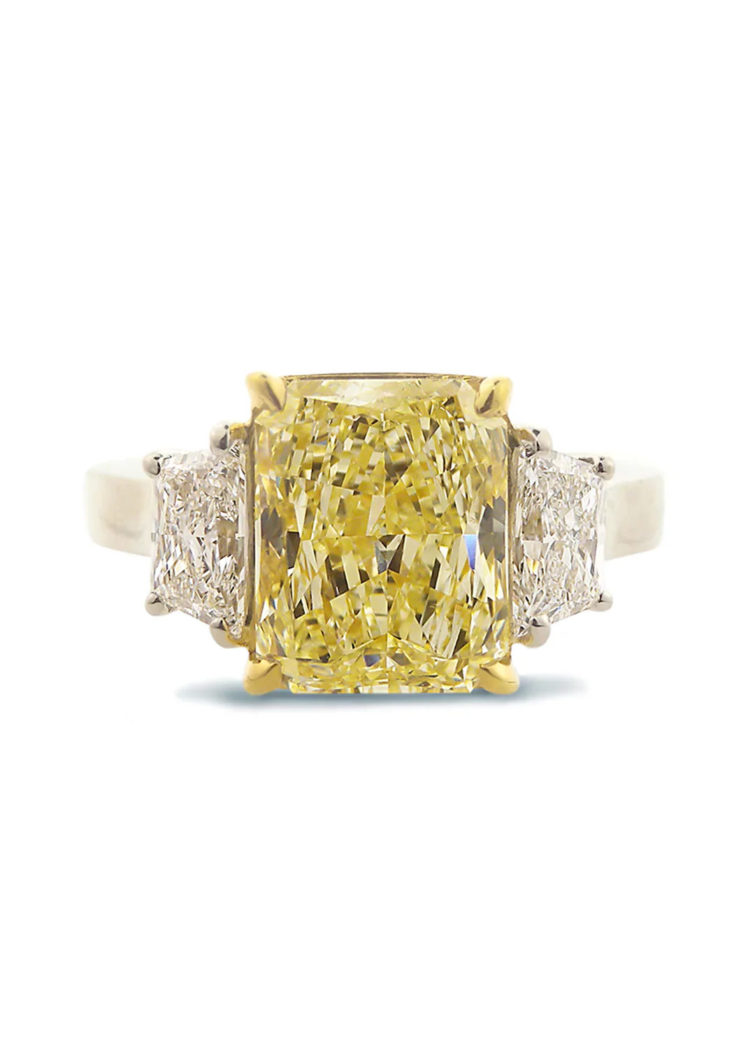 Louis Glick 5 Carat Fancy Yellow Starburst Diamond Ring