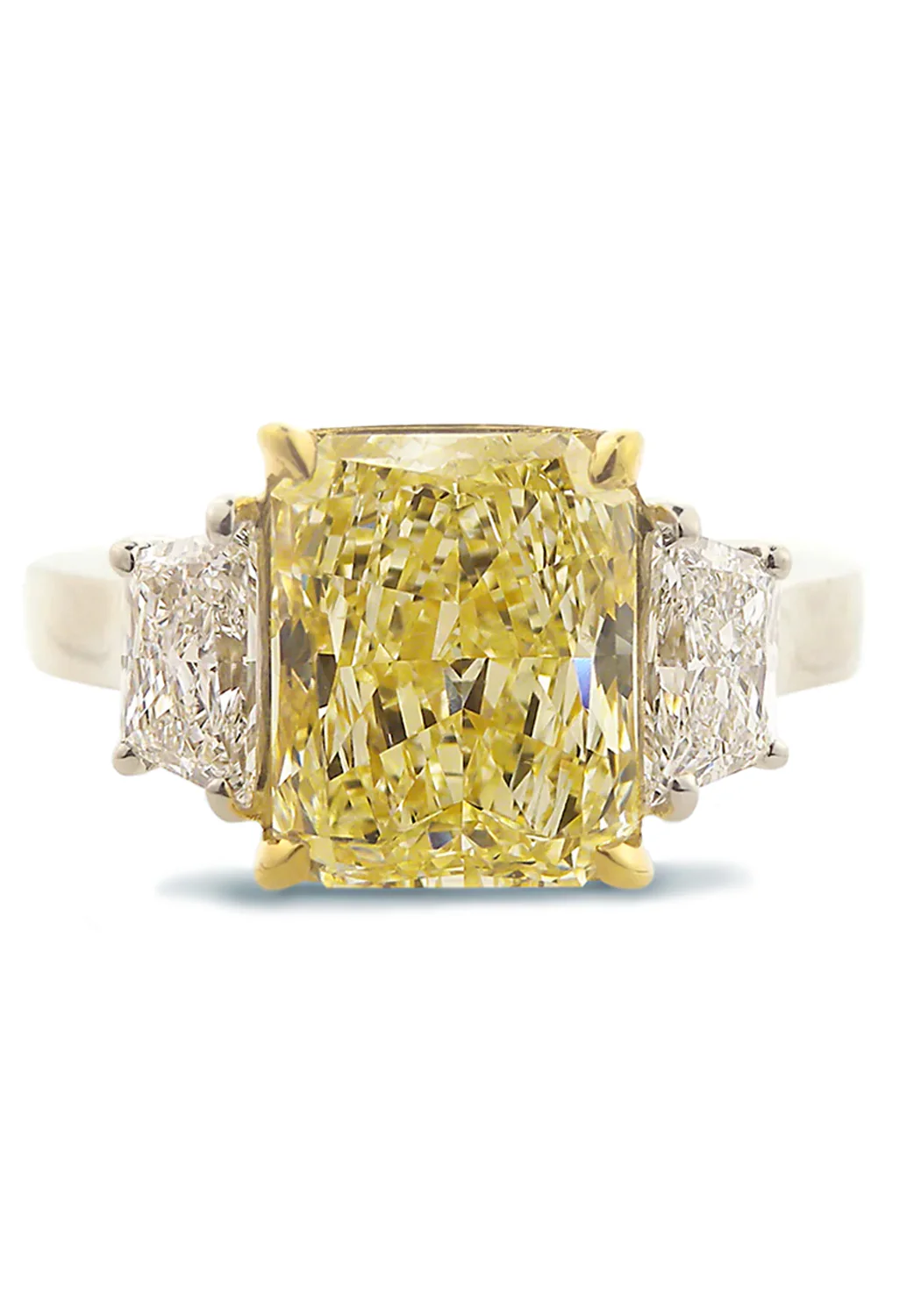 Louis Glick 5 Carat Fancy Yellow Starburst Diamond Ring - Image 2