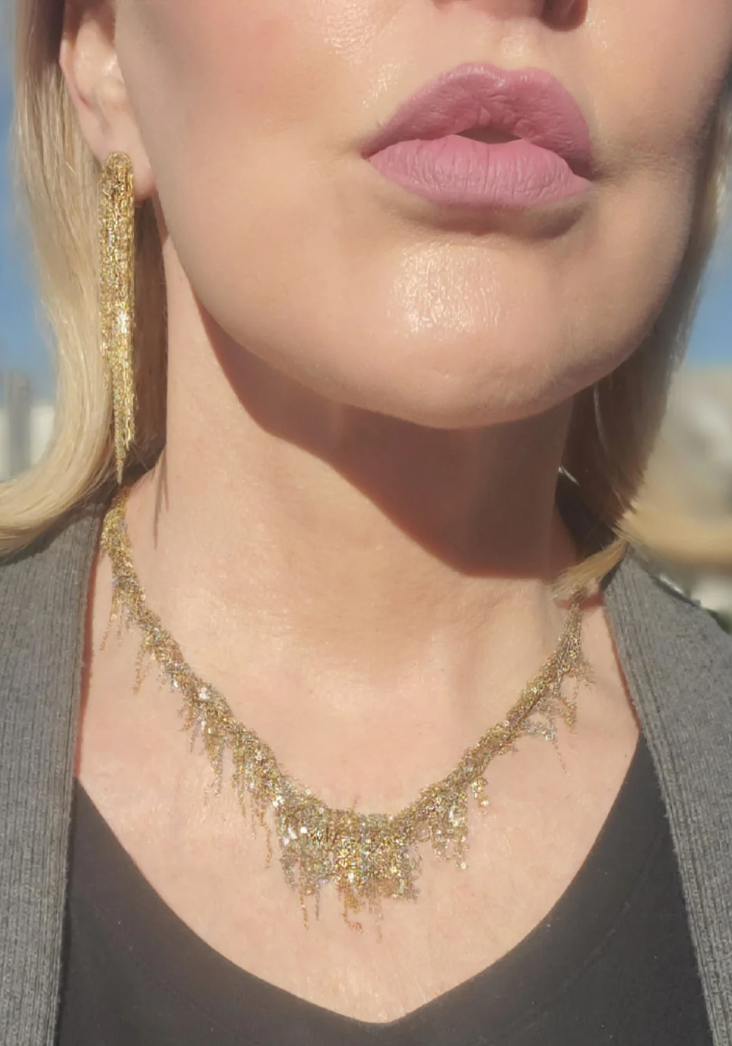 Martin Bernstein 18K Yellow & White Gold Fringe Necklace - Image 2