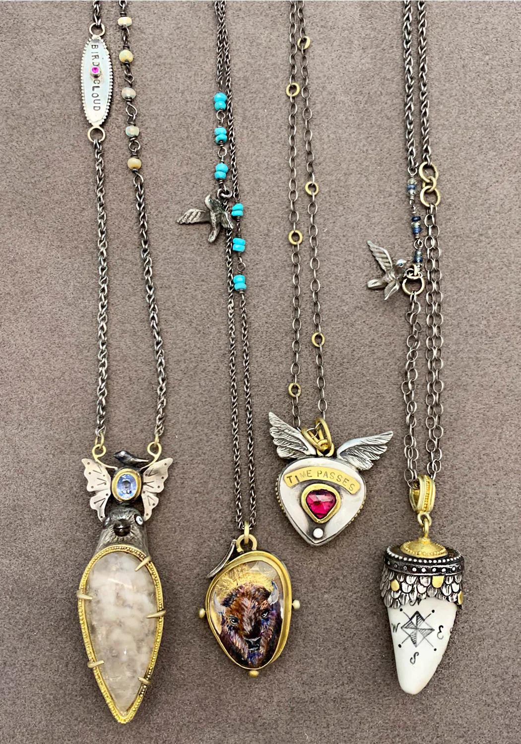 Melinda Risk Quartz Bird Cloud Necklace - Image 4