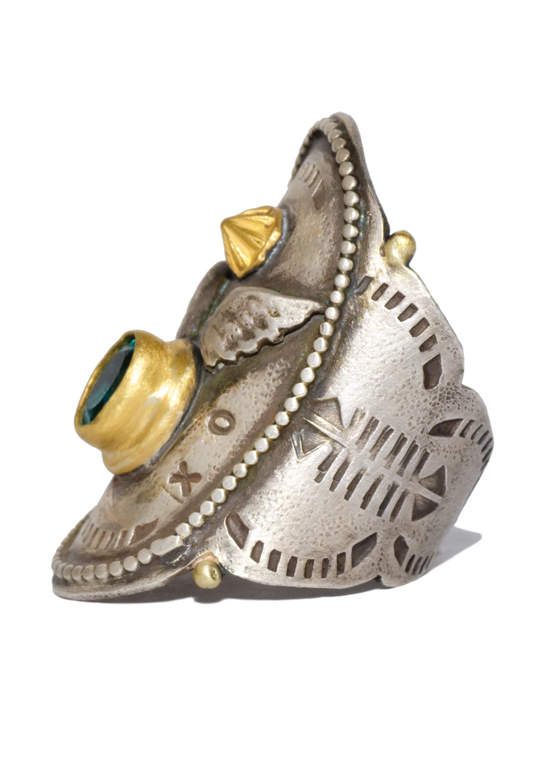 Melinda Risk Sterling Silver Winged Apatite Saddle Ring - Image 5
