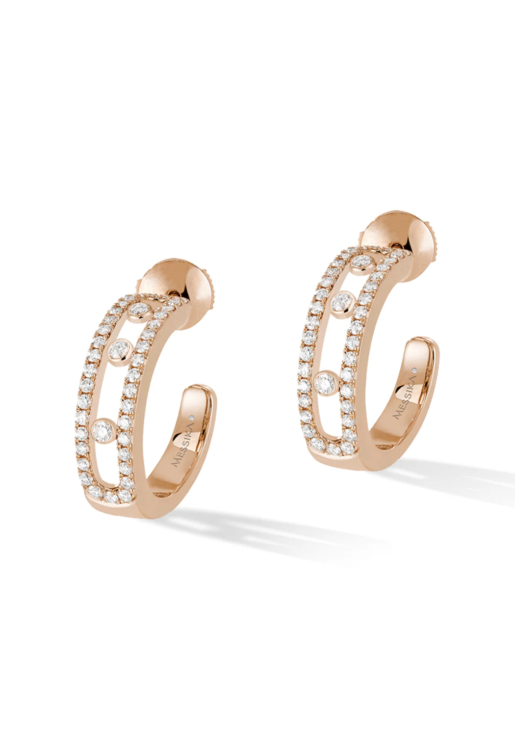Messika Move 18K Rose Gold Pavé Diamond Hoop Earrings - Image 2