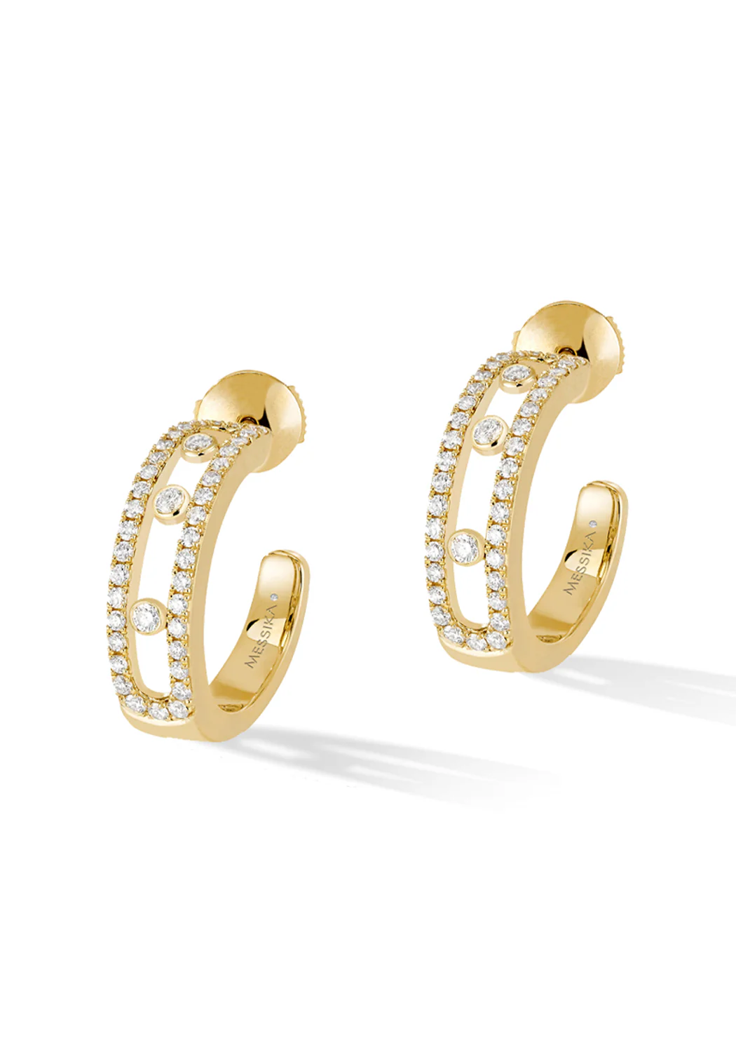Messika Move 18K Yellow Gold Pavé Diamond Hoop Earrings - Image 2