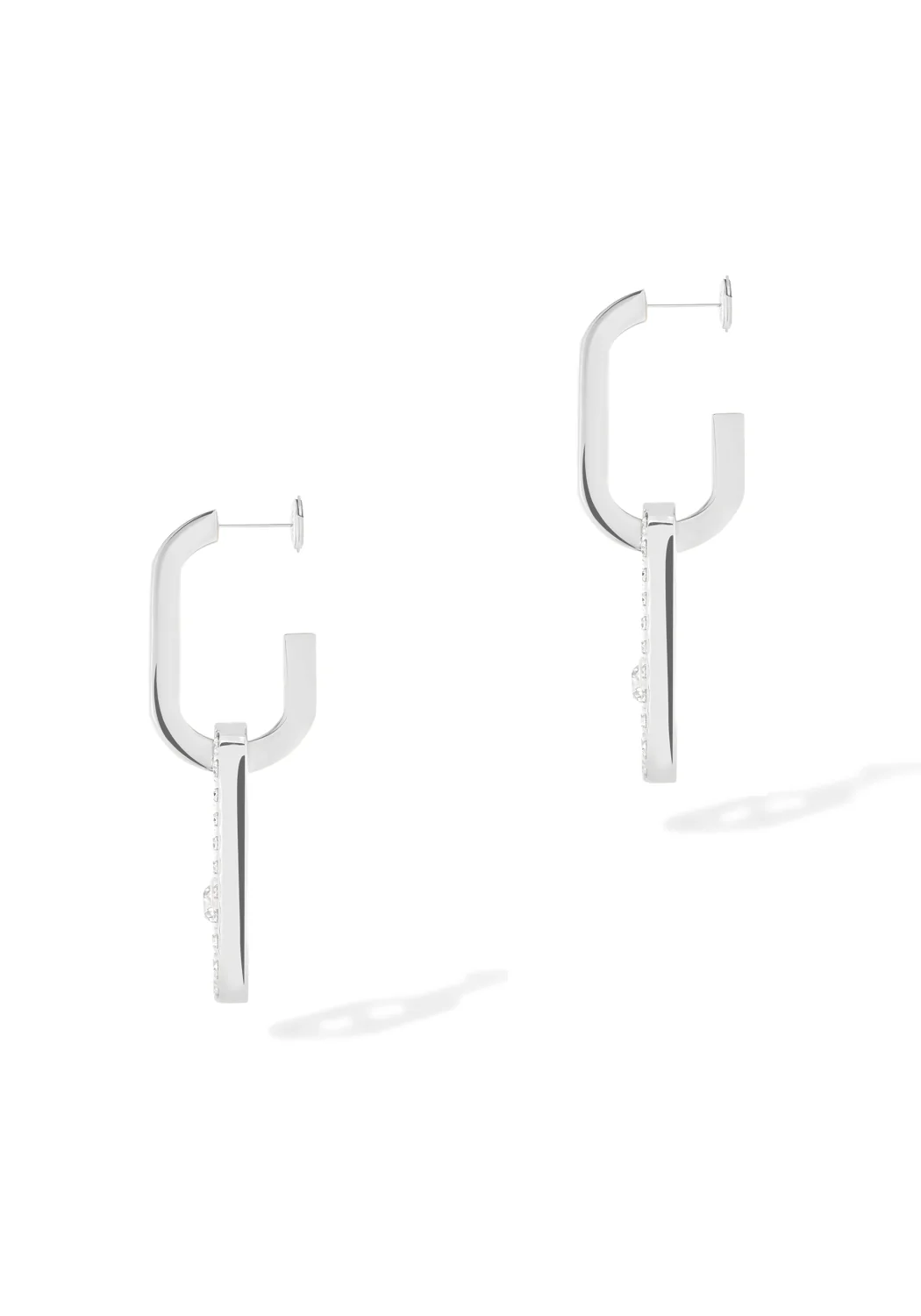 Messika Move Link 18K White Gold Pavé Diamond Earrings - Image 2