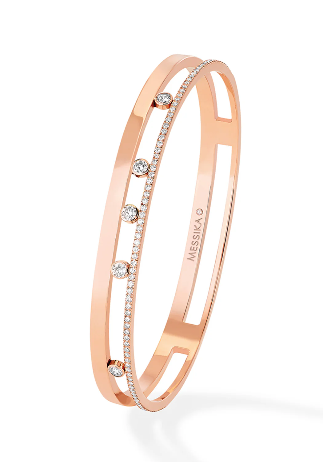 Messika Move Romane 18K Rose Gold Diamond Bangle | Medium - Image 2