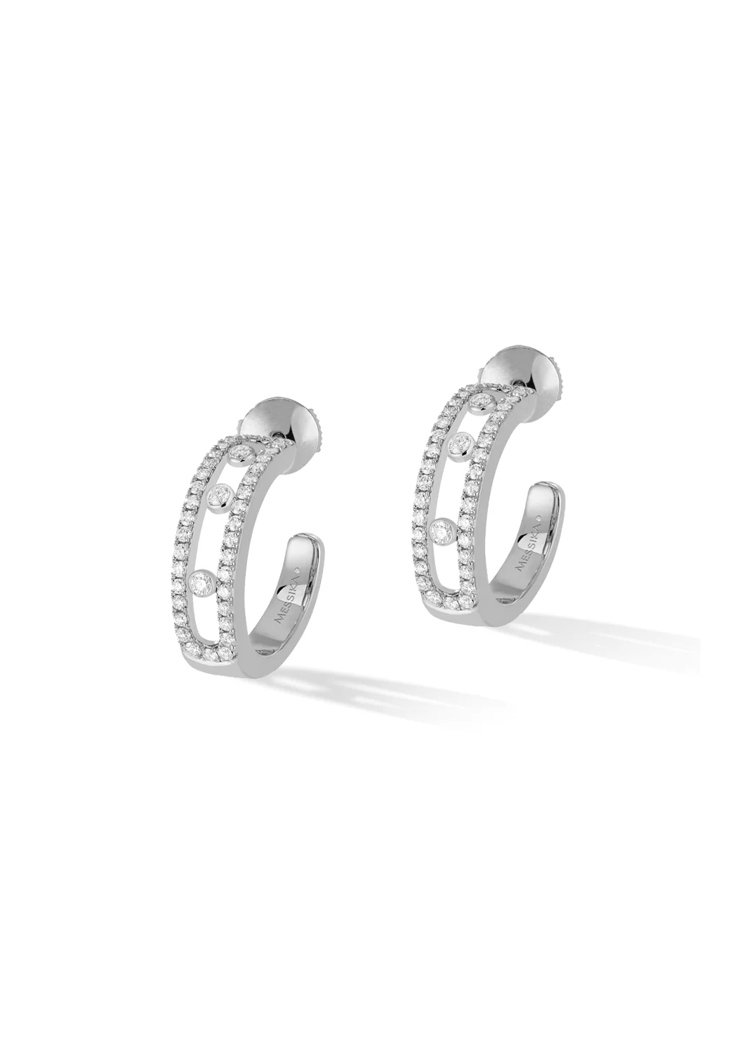 Messika Move 18K White Gold Pavé Diamond Hoop Earrings