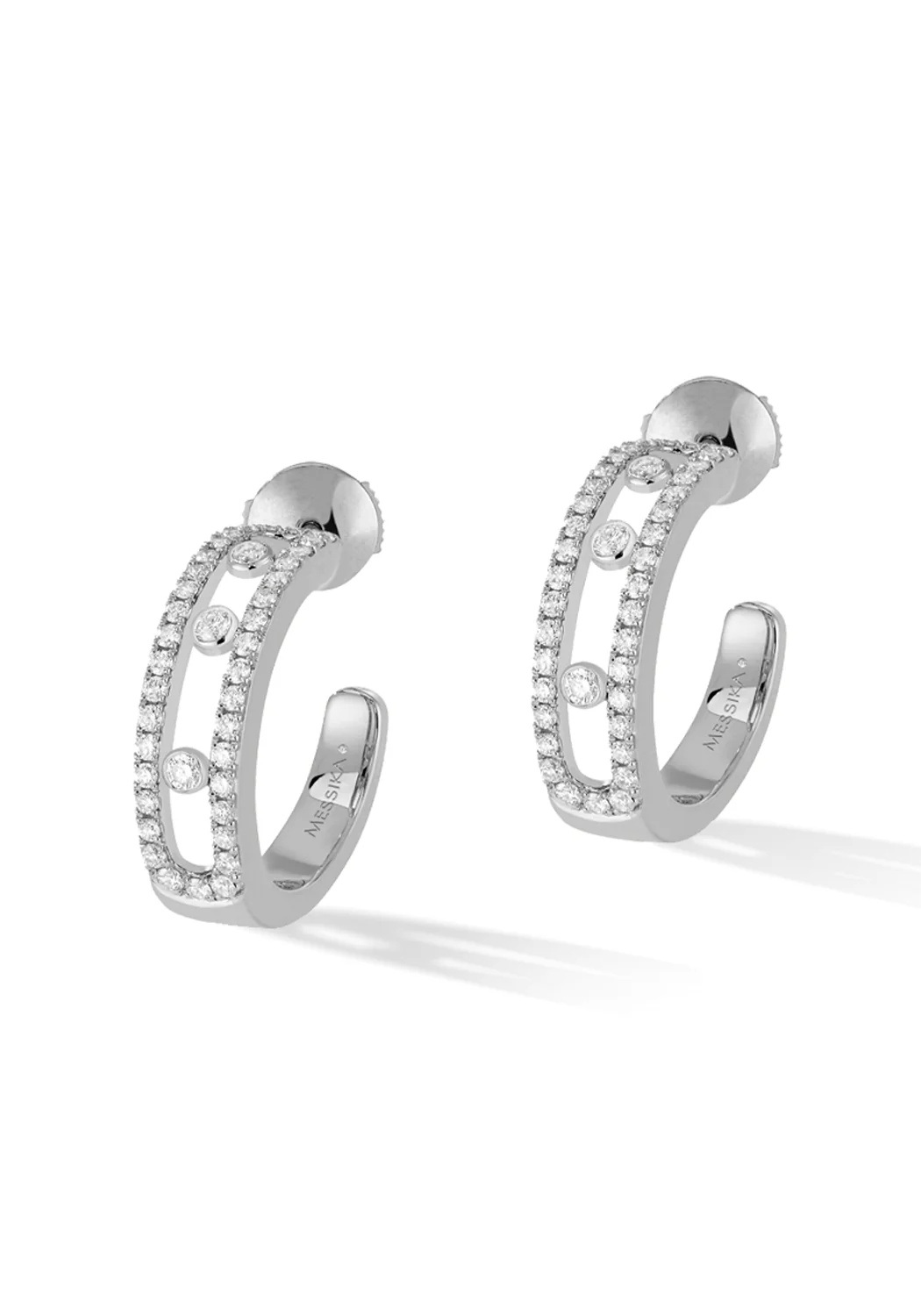 Messika Move 18K White Gold Pavé Diamond Hoop Earrings - Image 2