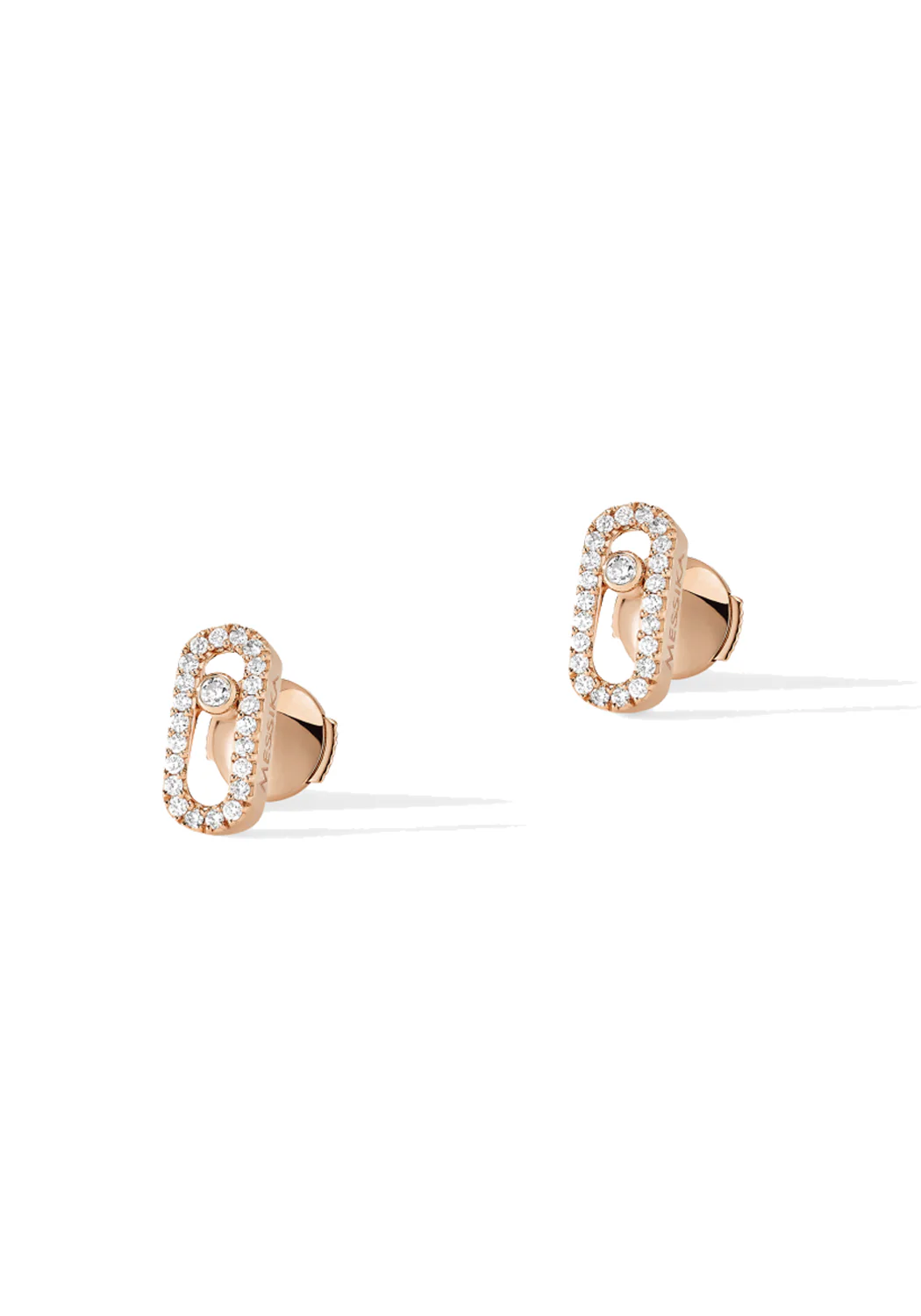 Messika Move Uno 18K Rose Gold Pavé Diamond Stud Earrings