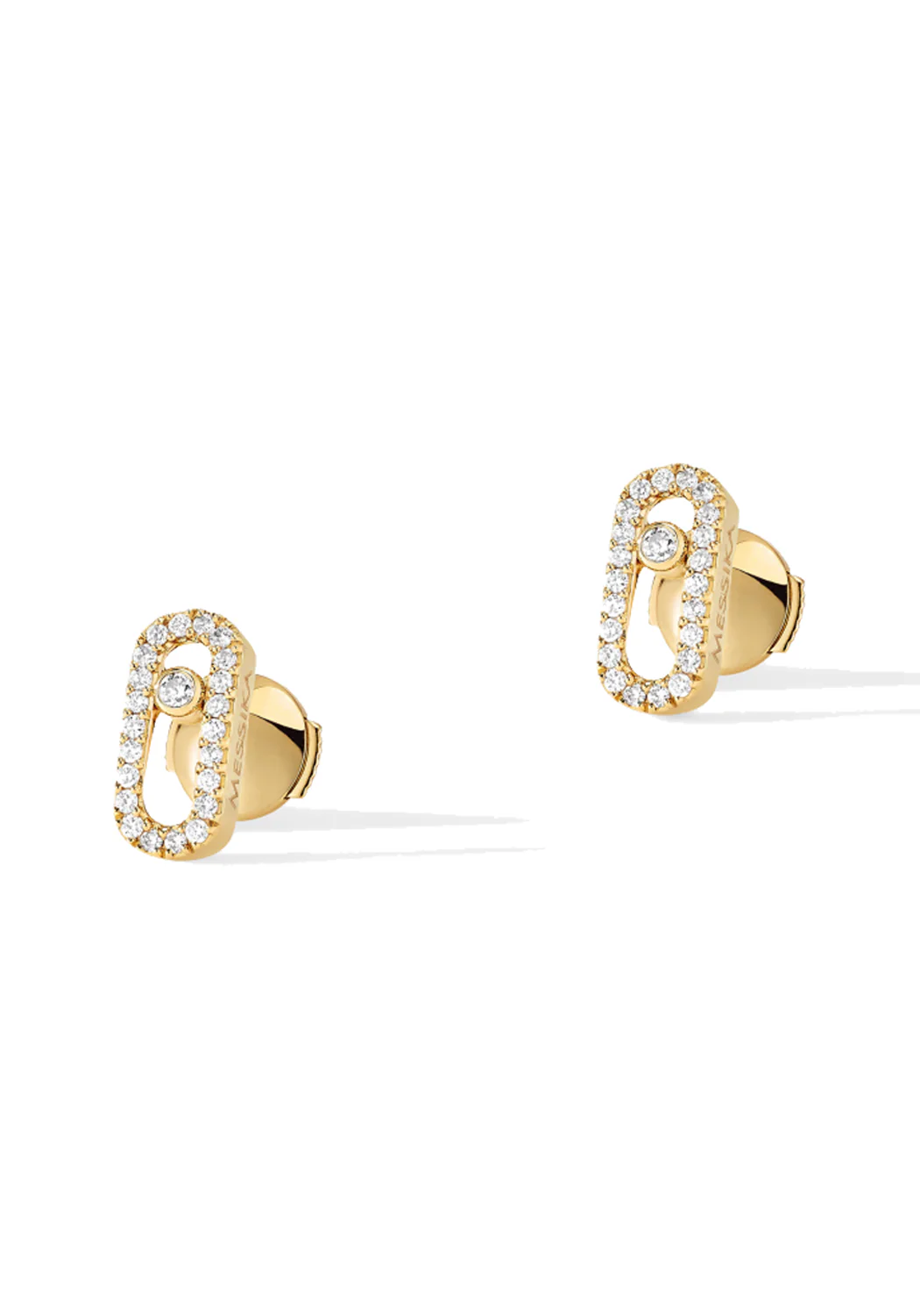 Messika Move Uno 18K Yellow Gold Pavé Diamond Stud Earrings - Image 2