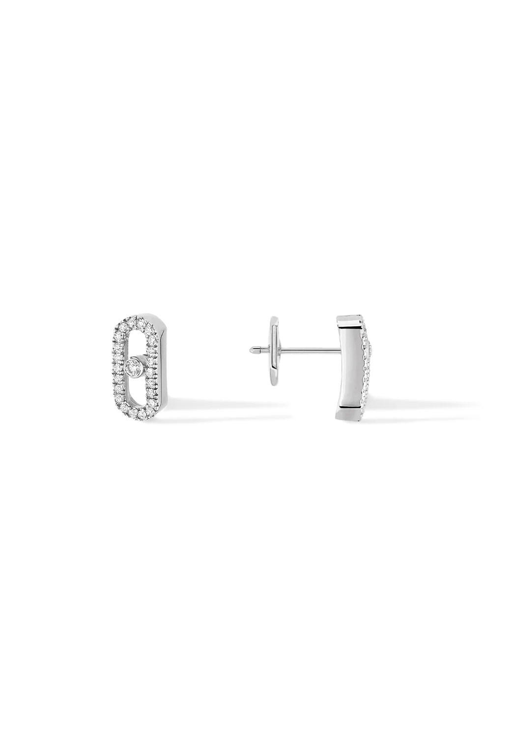 Messika Move Uno 18K White Gold Pavé Diamond Stud Earrings - Image 3