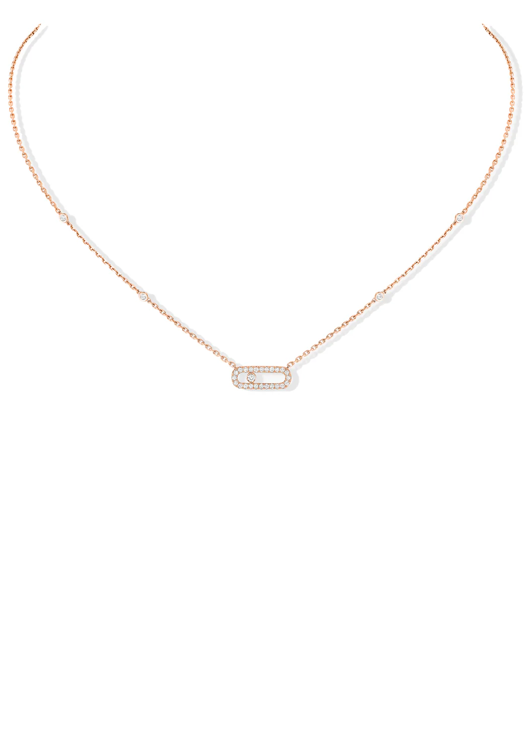 Messika Move Uno Pavé 18K Rose Gold Diamond Necklace