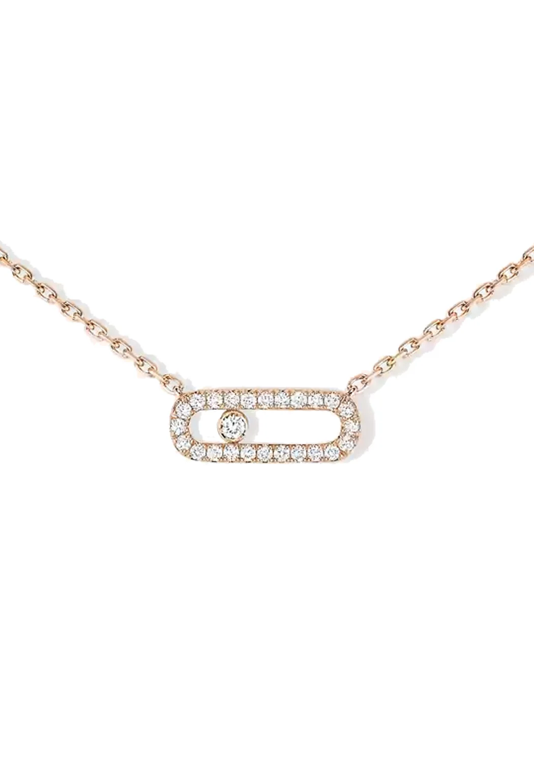 Messika Move Uno Pavé 18K Rose Gold Diamond Necklace - Image 2