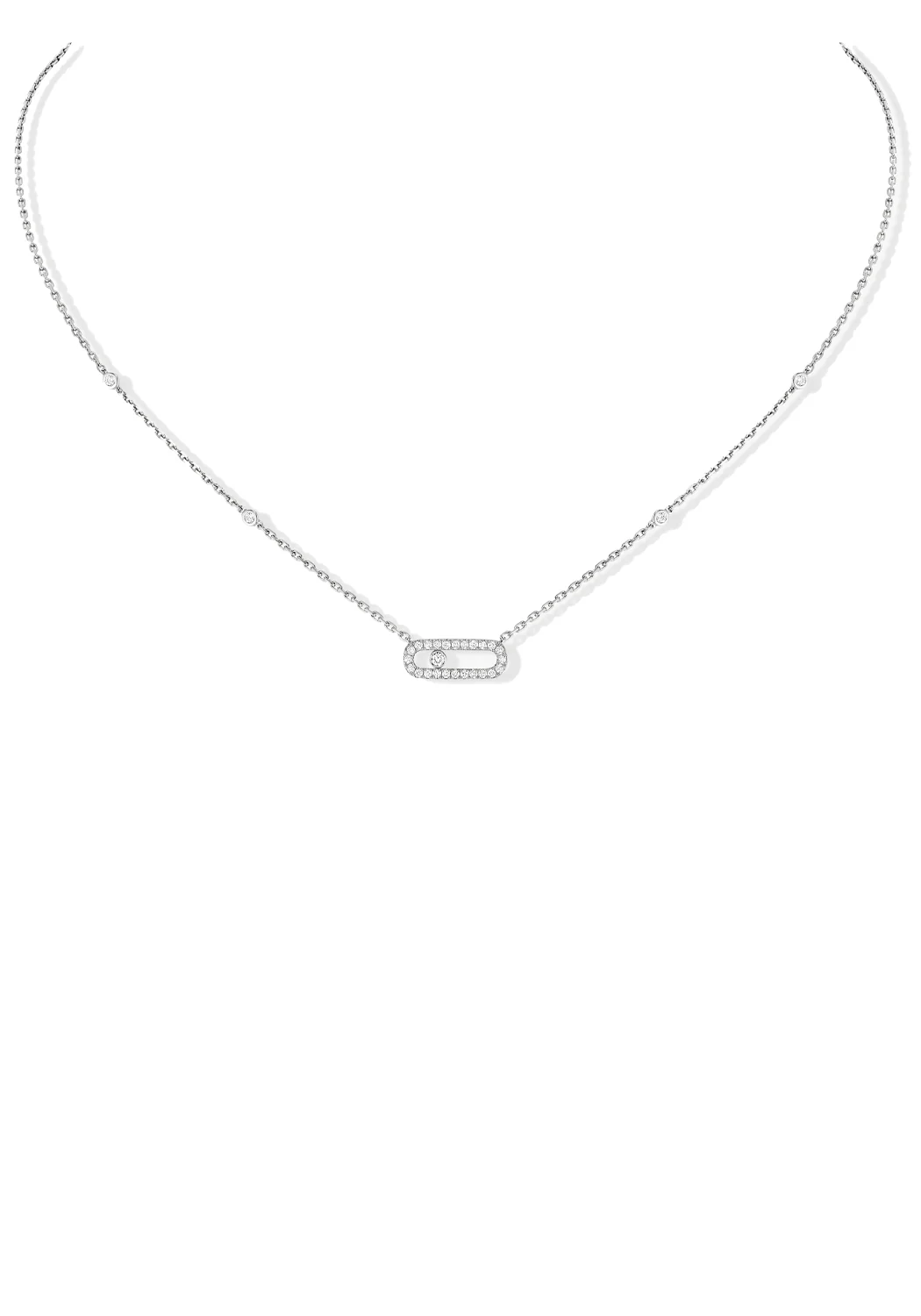 Messika Move Uno Pavé 18K White Gold Diamond Necklace