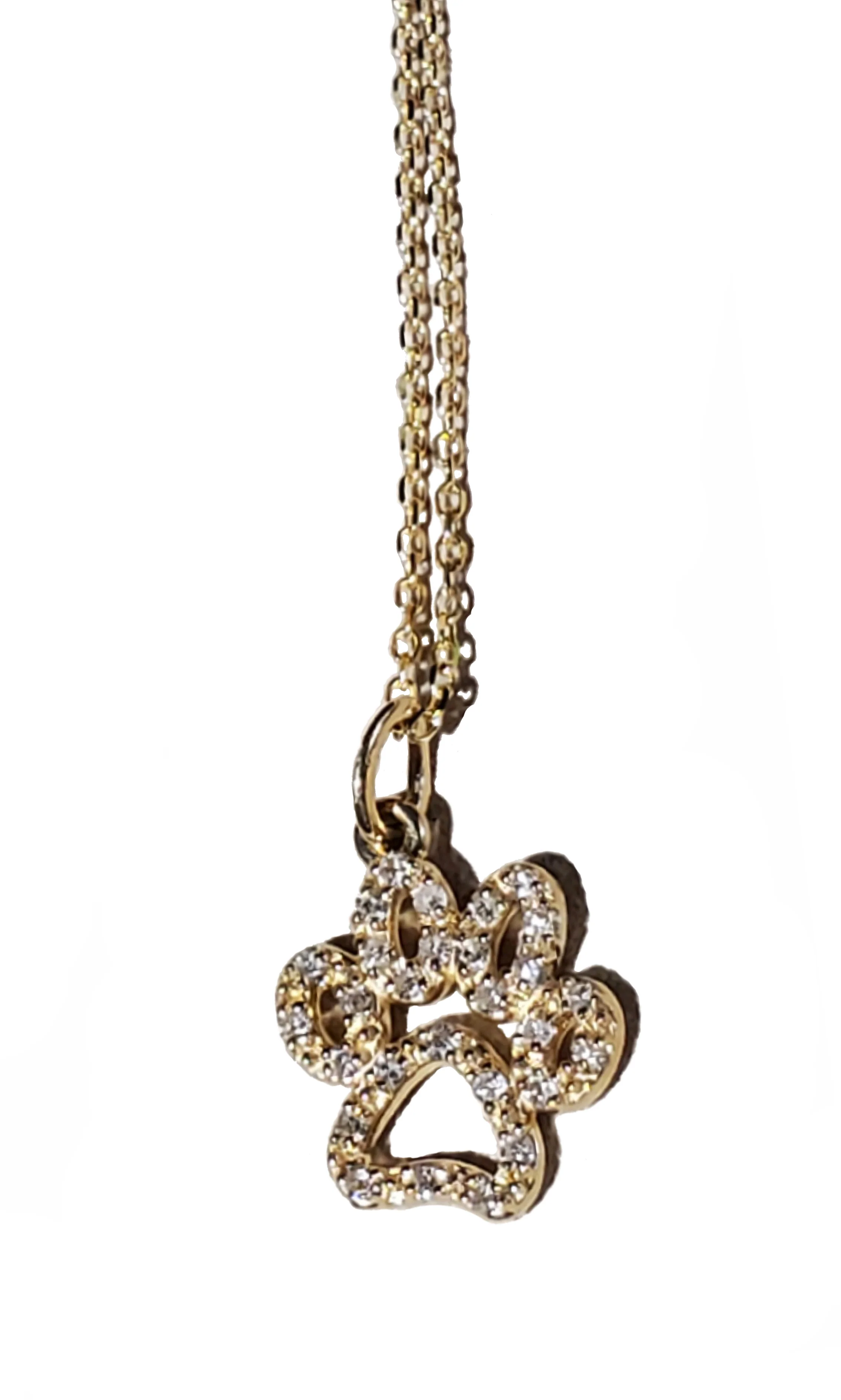 MO & ME 14K Yellow Gold Diamond Paw Necklace