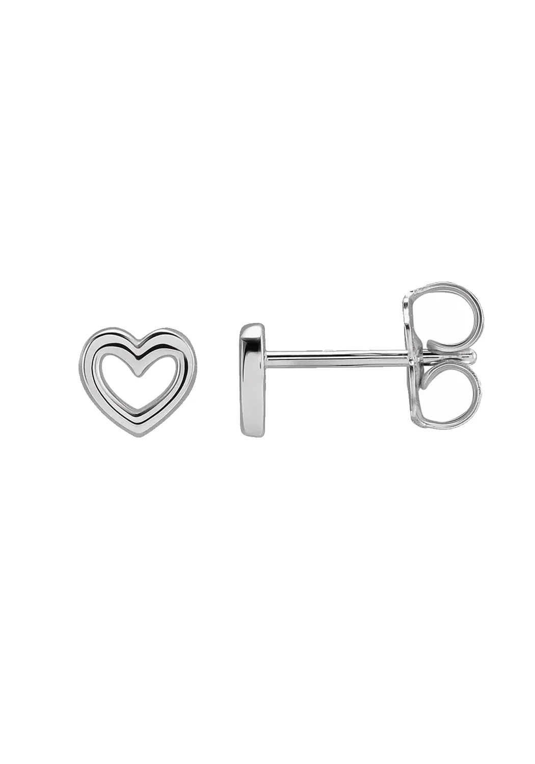 MO & ME 14K White Gold Open Heart Stud Earrings - Image 2