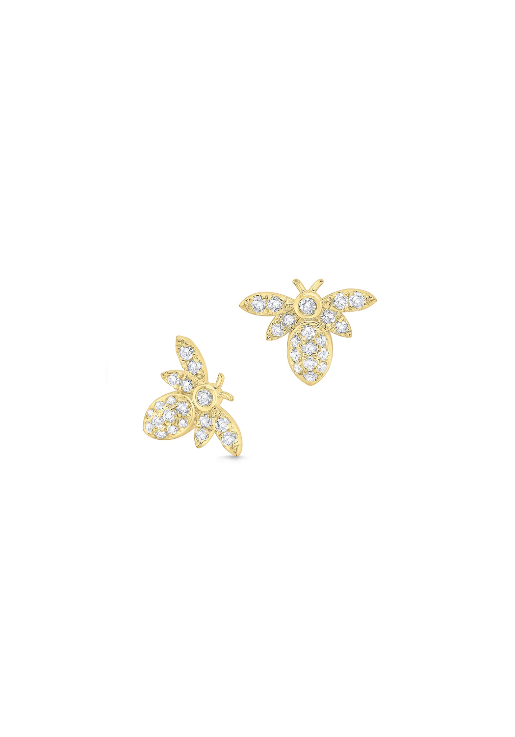 MO & ME 14K Yellow Gold Diamond Bee Earrings