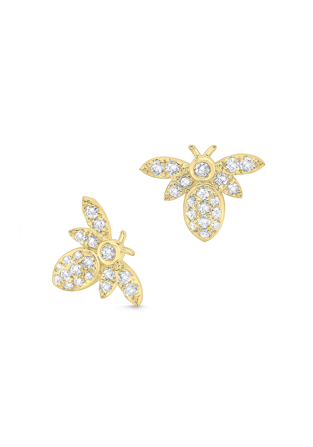 MO & ME 14K Yellow Gold Diamond Bee Earrings - Image 2