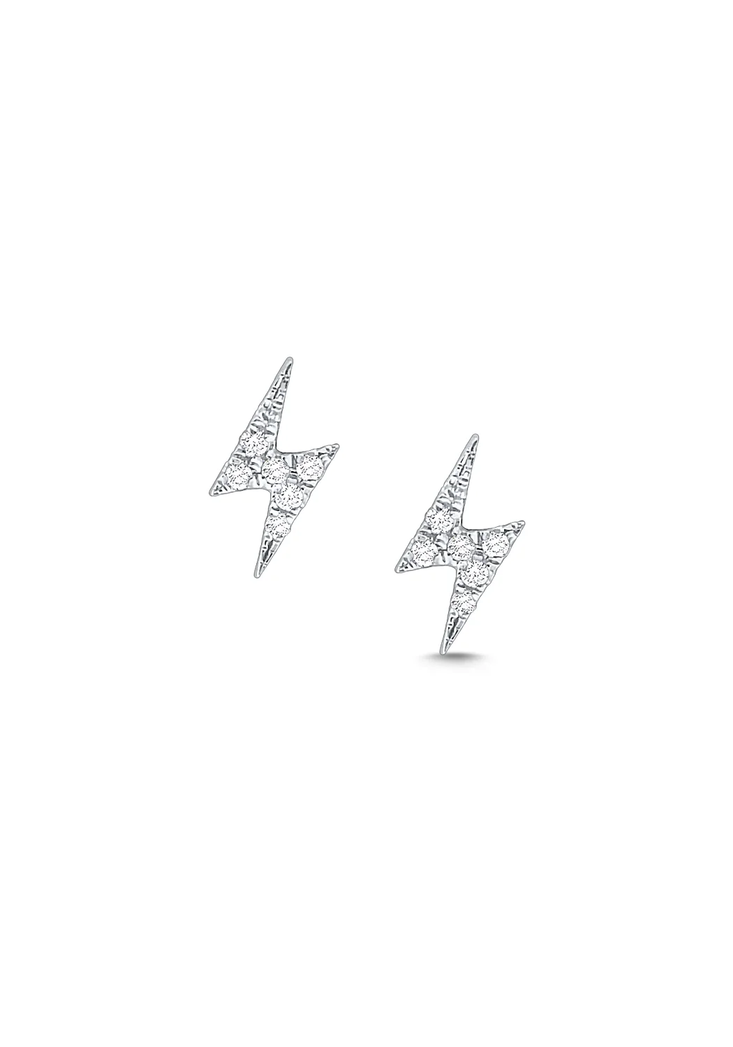 MO & ME 14KWG Diamond Lightning Bolt Stud Earrings