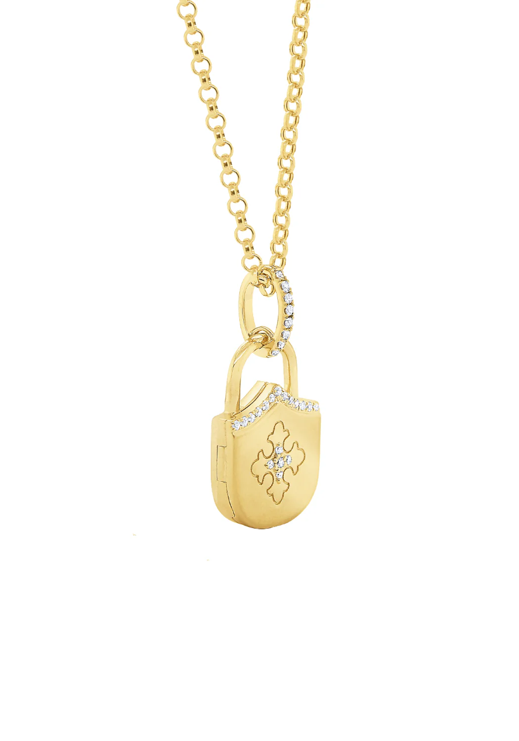 MO & ME 14KYG Diamond Maltese Cross Remembrance Locket Necklace