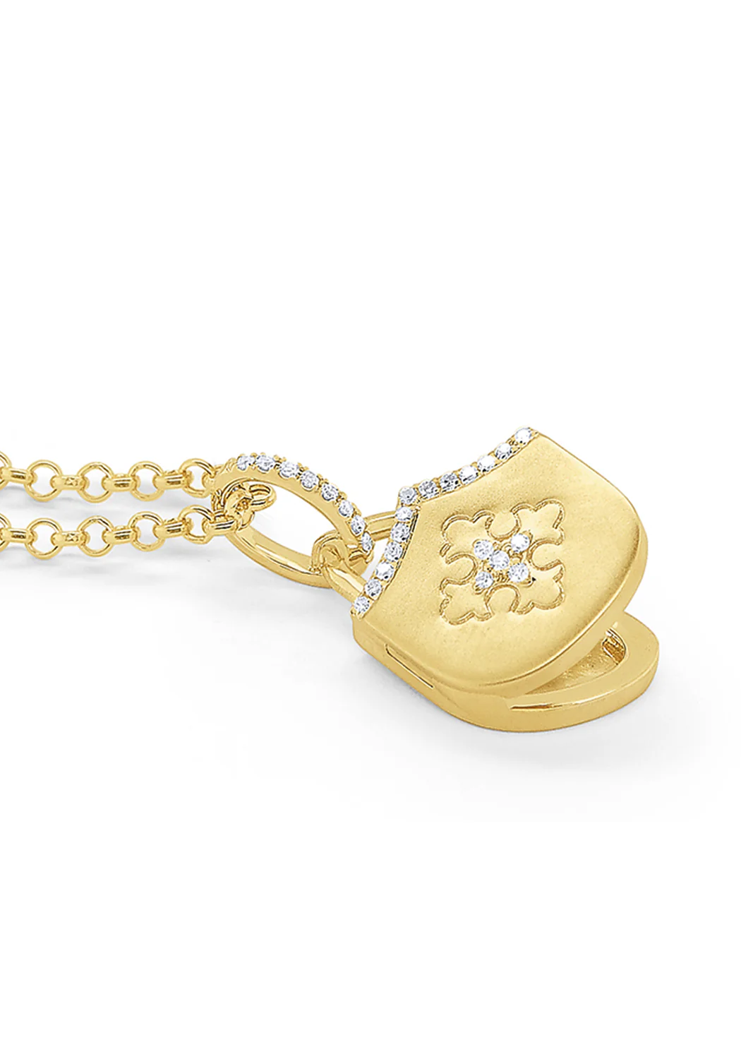 MO & ME 14KYG Diamond Maltese Cross Remembrance Locket Necklace - Image 3