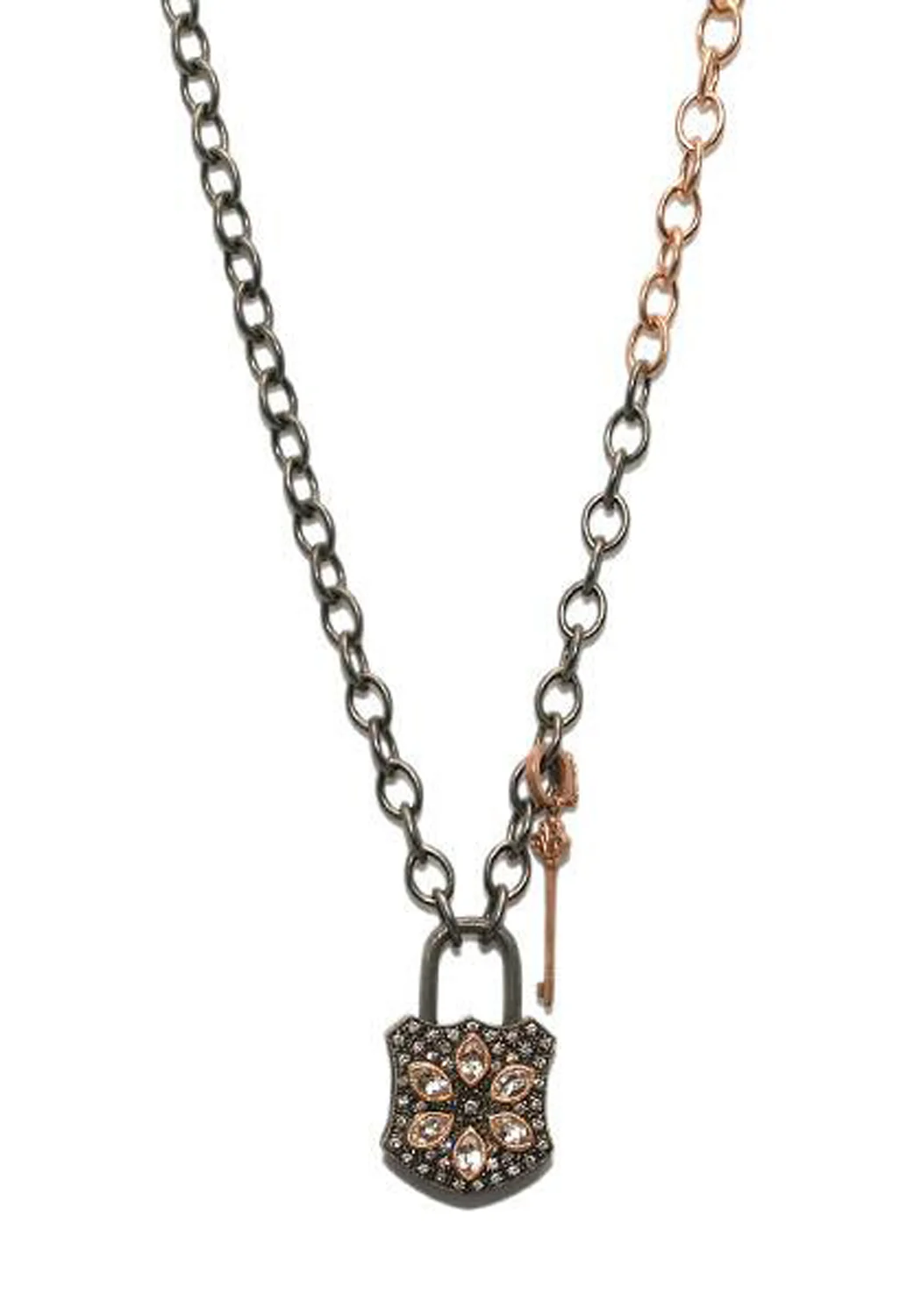 MO & ME Blackened Silver and Rose Gold Rolo Chain Necklace | 40" - Image 3