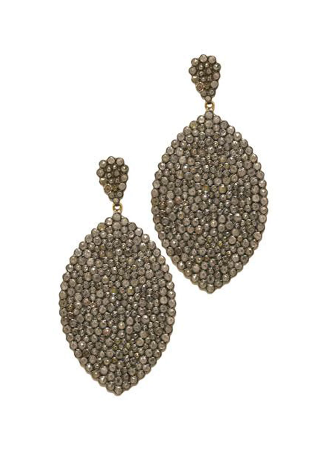 MO & ME Silver & 18KYG Grey Diamond Dangle Earrings - Image 3