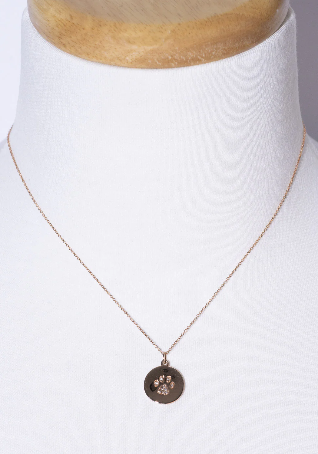 MO & ME 14KYG Diamond Satin Finish Paw Print Necklace - Image 4